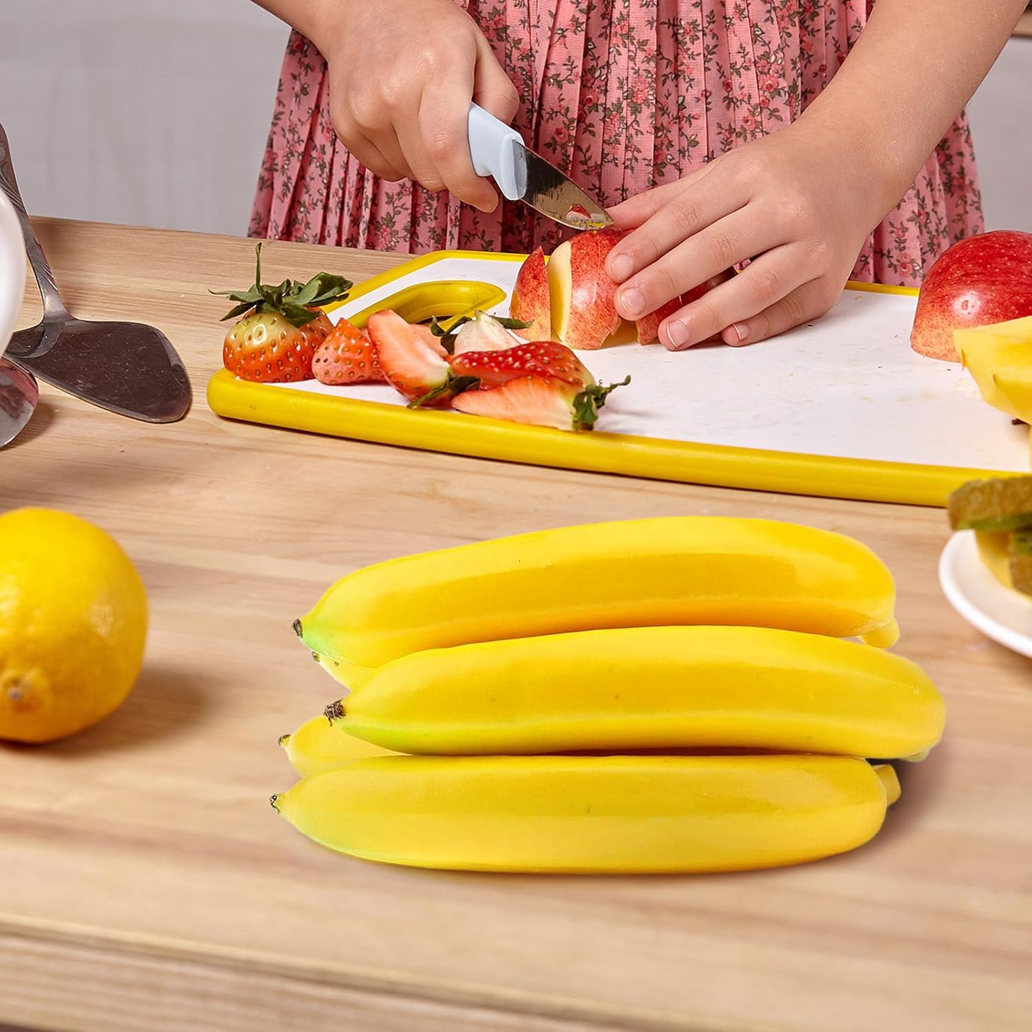 12Pcs Artificial Yellow Bananas Lifelike Decor