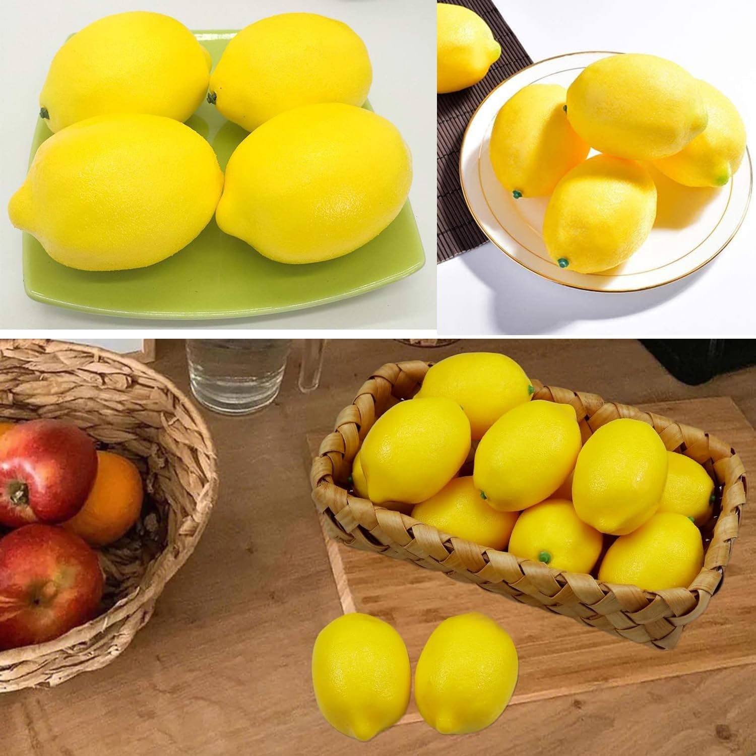 AKOAK 4 Pcs Artificial Yellow Lemon Decoration