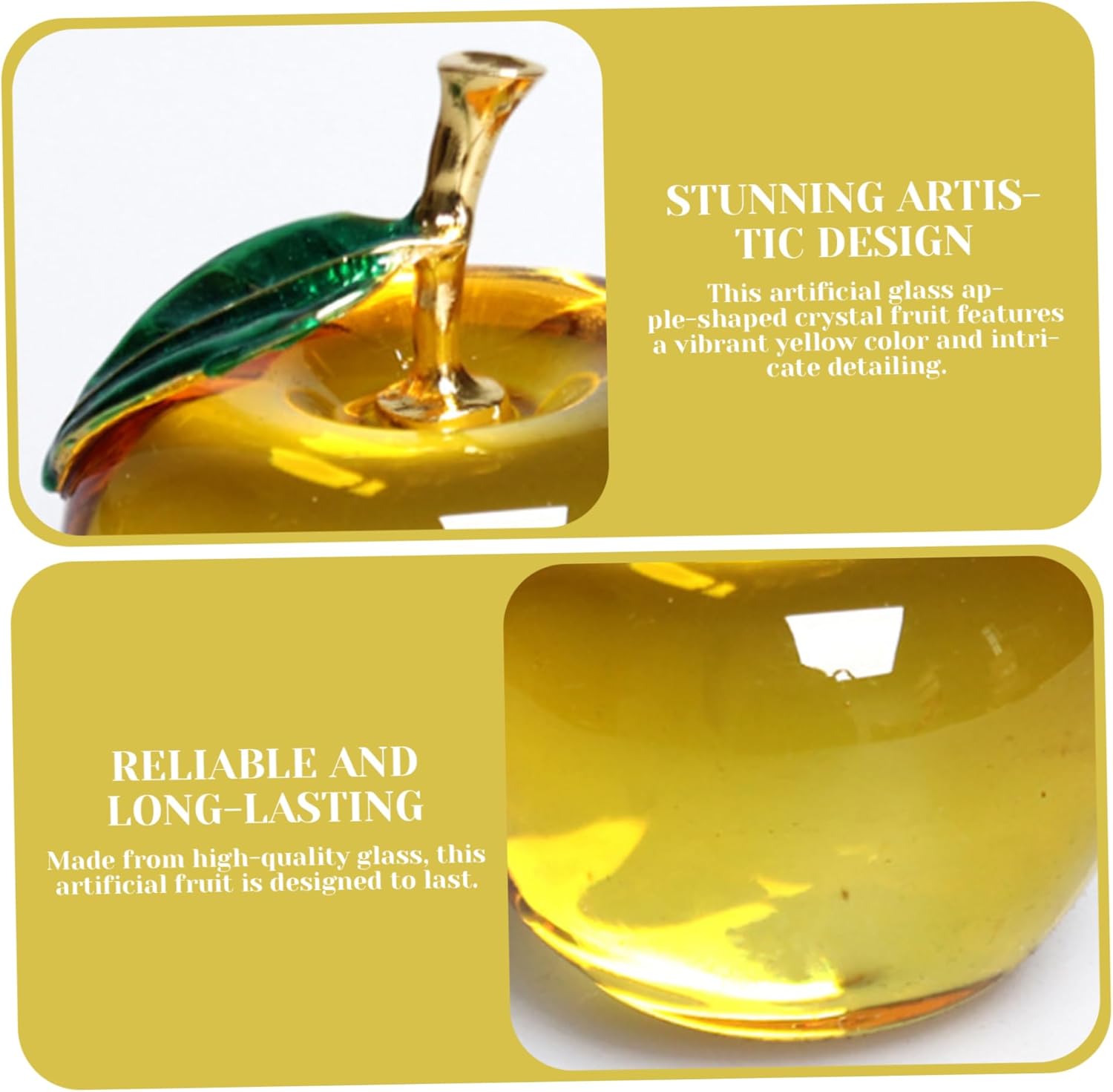 Yellow Artificial Glass Apple Crystal Fruit Ornament