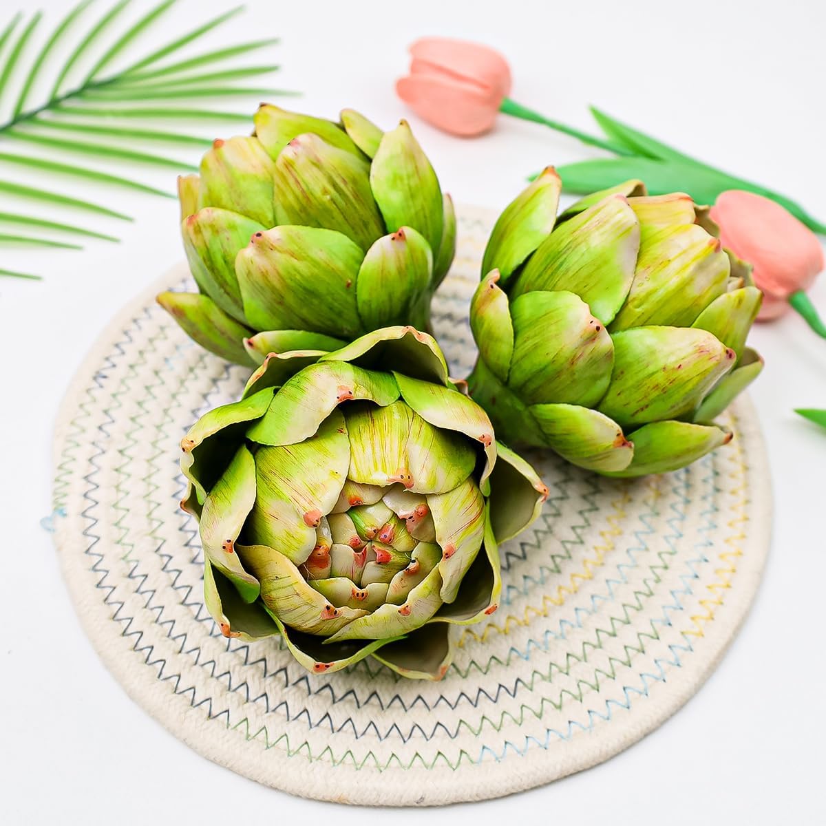3pcs Large Faux Artichokes Home Decor Green Vase Fillers