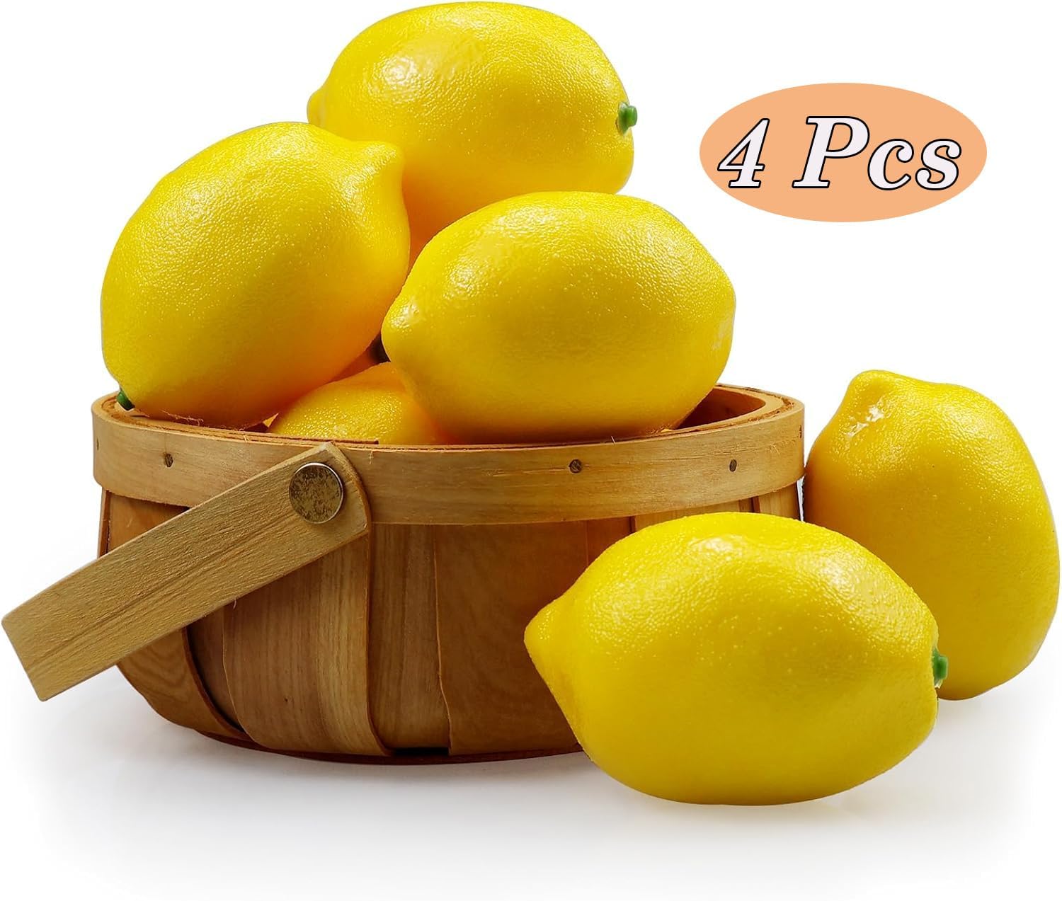 AKOAK 4 Pcs Artificial Yellow Lemon Decoration