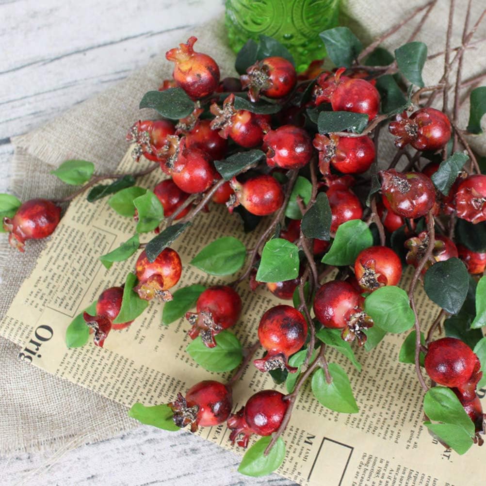 Group of 5 Artificial Rosehip Berries Pomegranate Branches