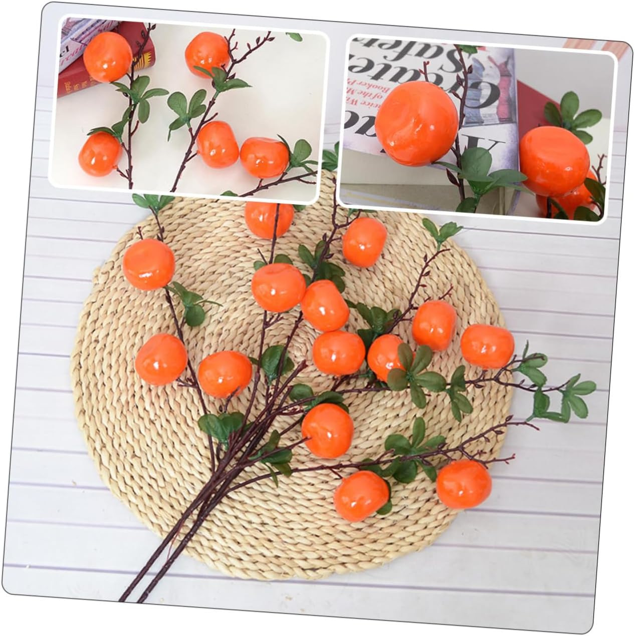 Zerodeko Realistic Artificial Orange Branch Decor