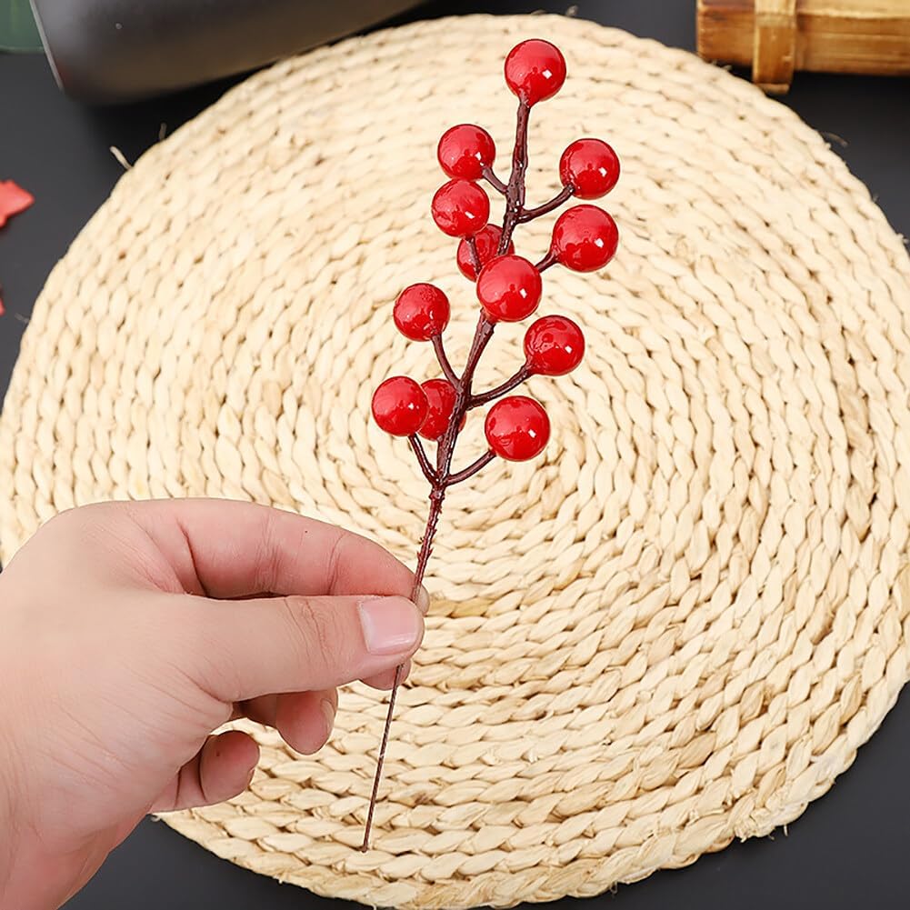 Red Fruit Flower Decoration Artificial Christmas Ornaments 20 Branches