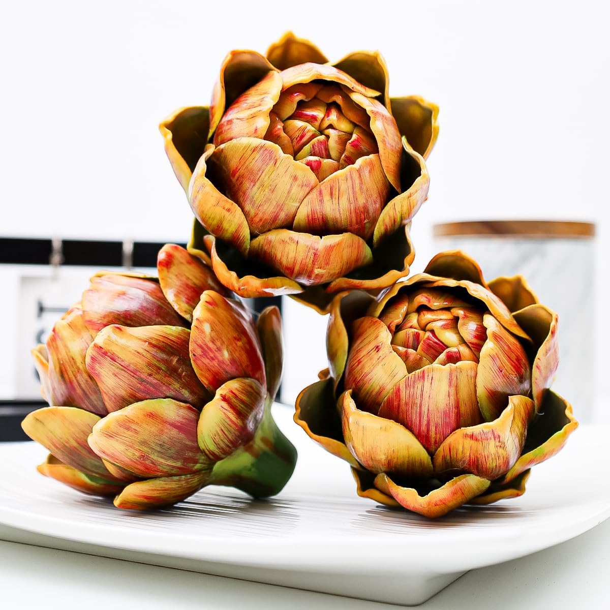 3pcs Realistic Artificial Artichokes Yellow Decor