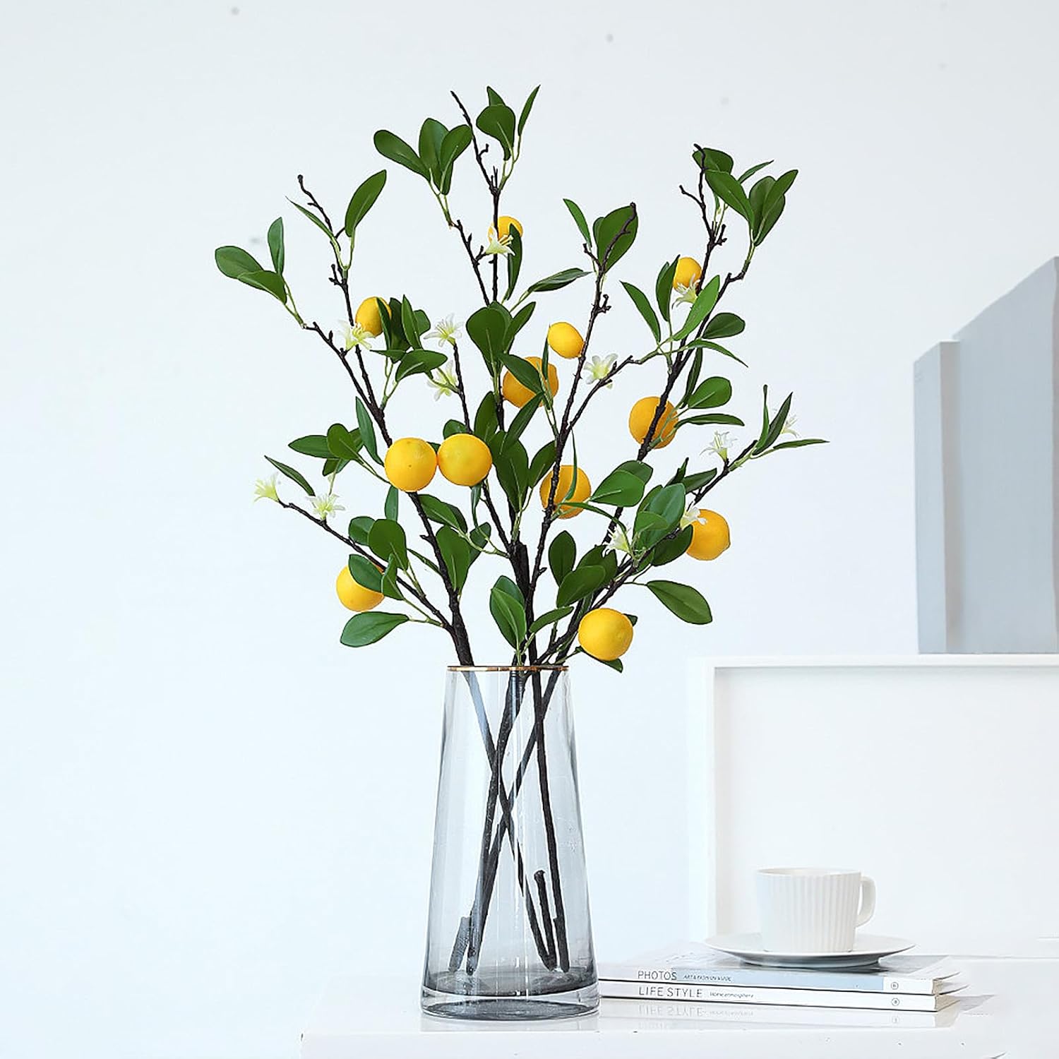 DULRLLY 4 Pcs Artificial Lemon Branches for Home Decor