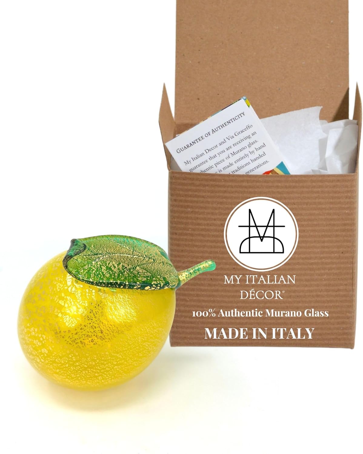 MY ITALIAN DCOR Murano Glass Lemon Figurine