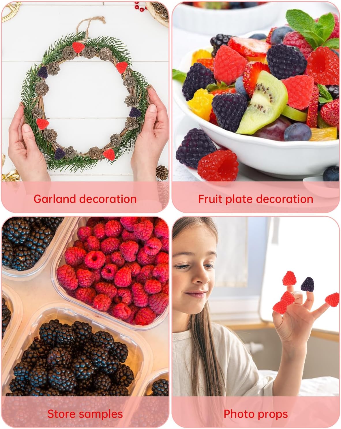 20 Pieces Artificial Raspberry for Decor and Photo Props