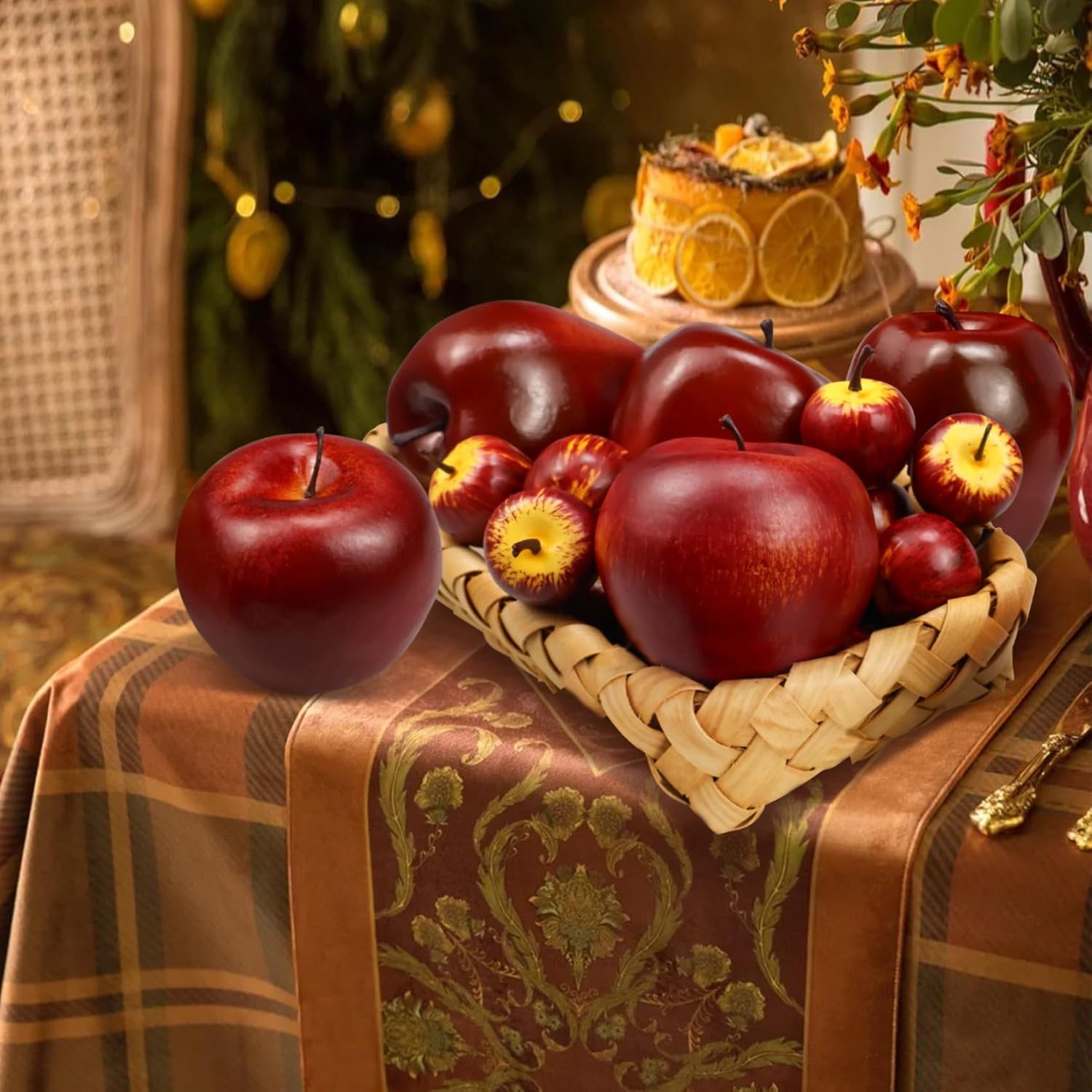15 Pcs Artificial Apples Decor Set