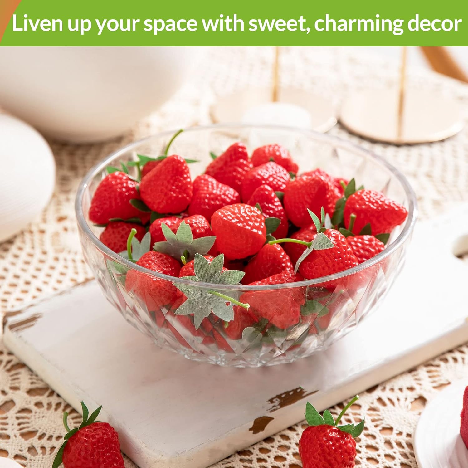 60 Pieces Realistic Fake Strawberries Decor