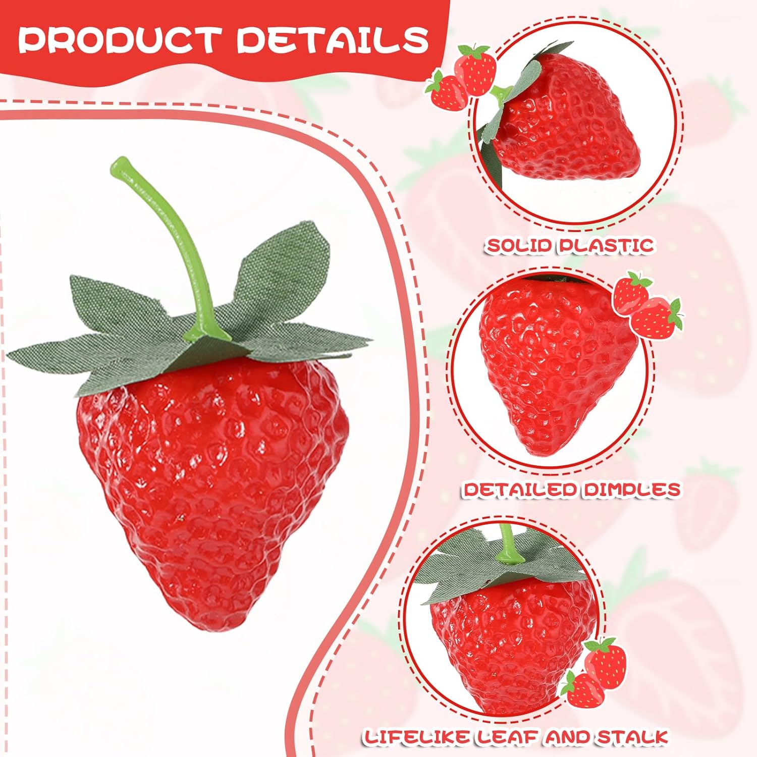 10 PCS Artificial Strawberries Kitchen Decor Lifelike Fruit Photography Props