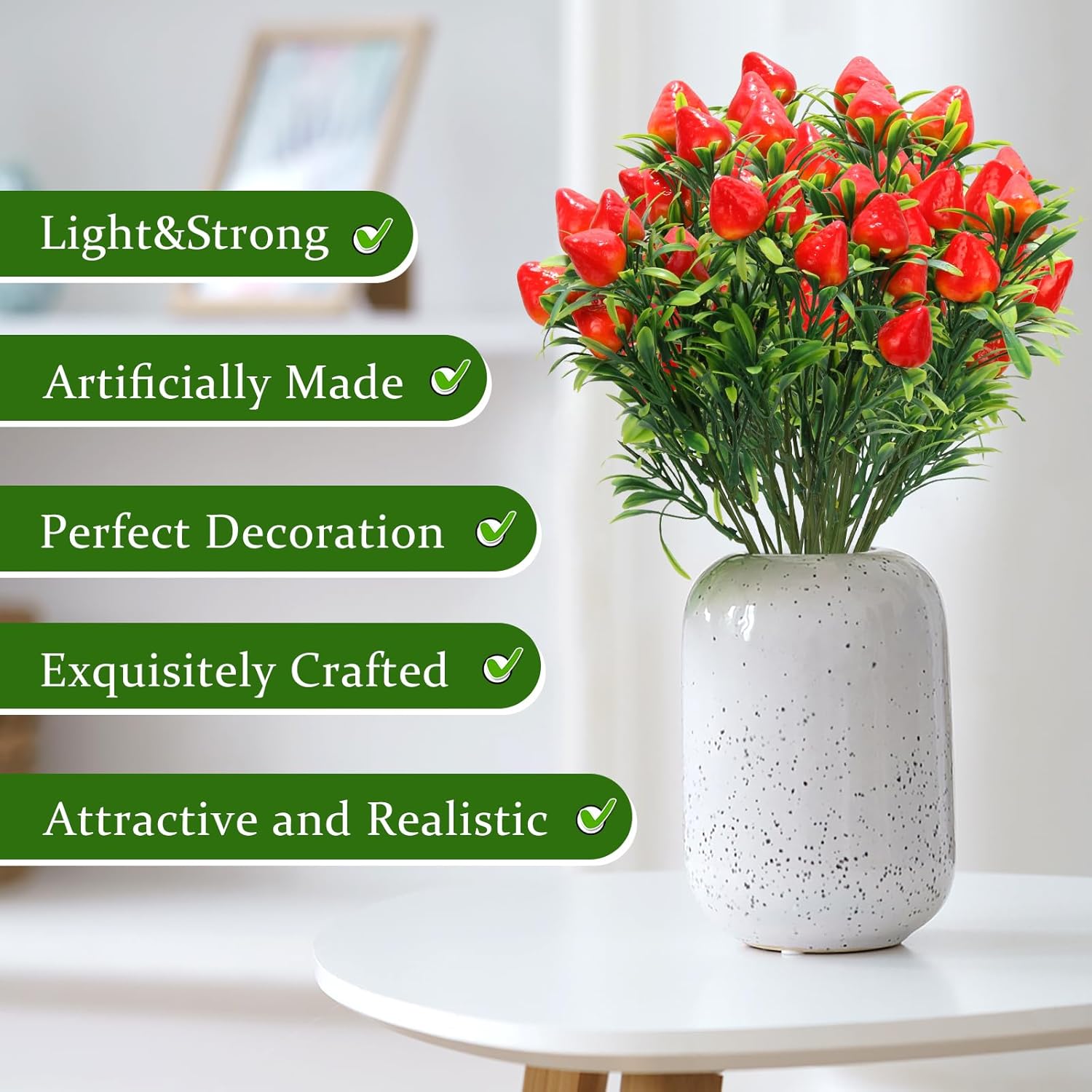 6Pcs Artificial Strawberry Plants for Table Decor