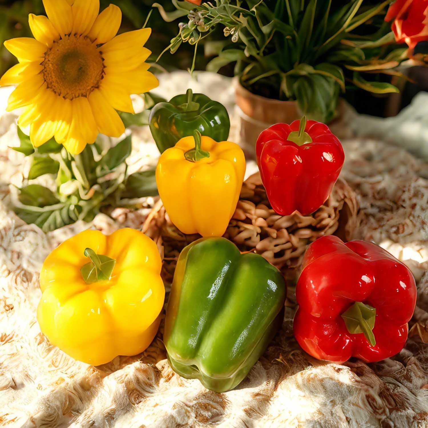 Vibrant Artificial Bell Peppers 8PCS for Home Decoration