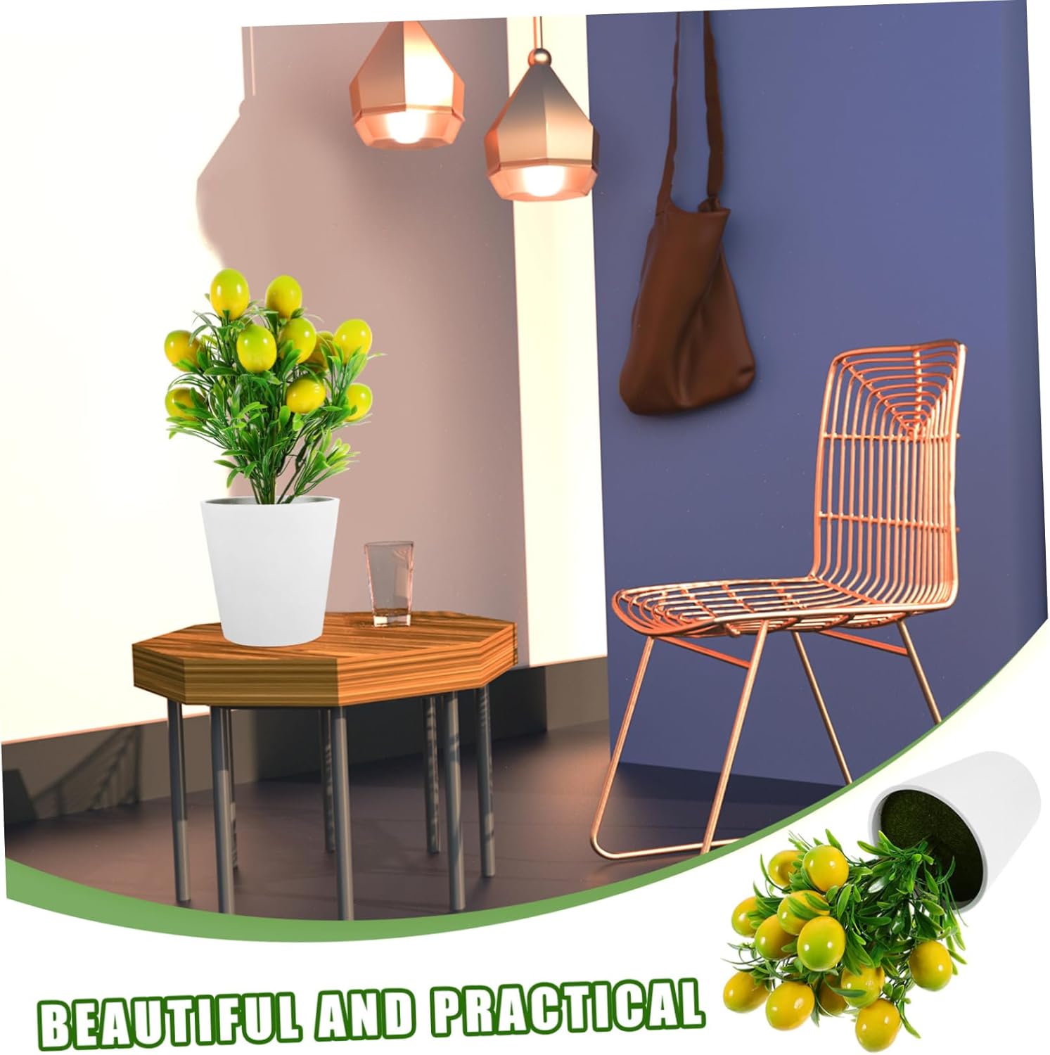 LIFKOME Artificial Lemon Branches Potted Plant Decor