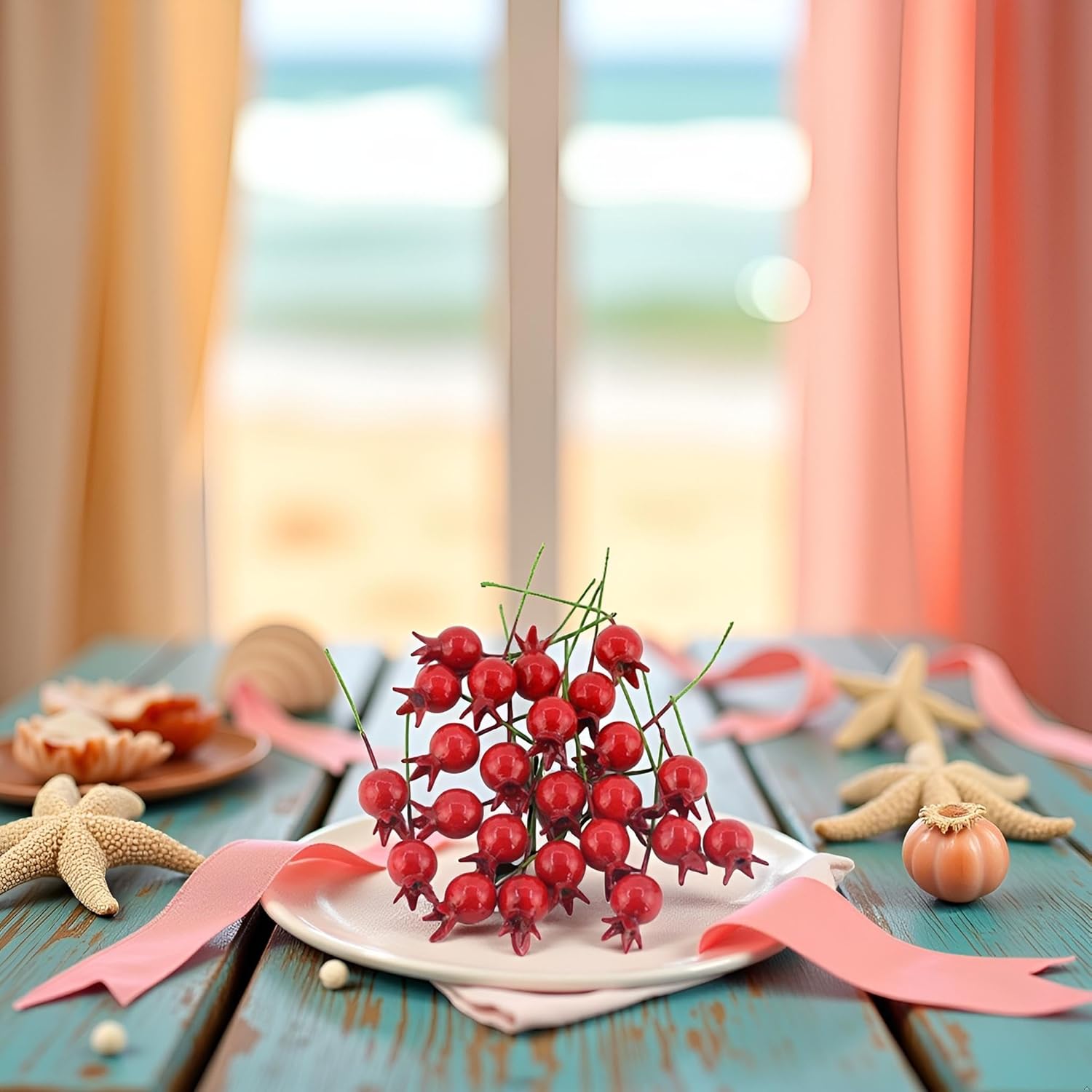 Red Mini Pomegranate Artificial Fruit Decor
