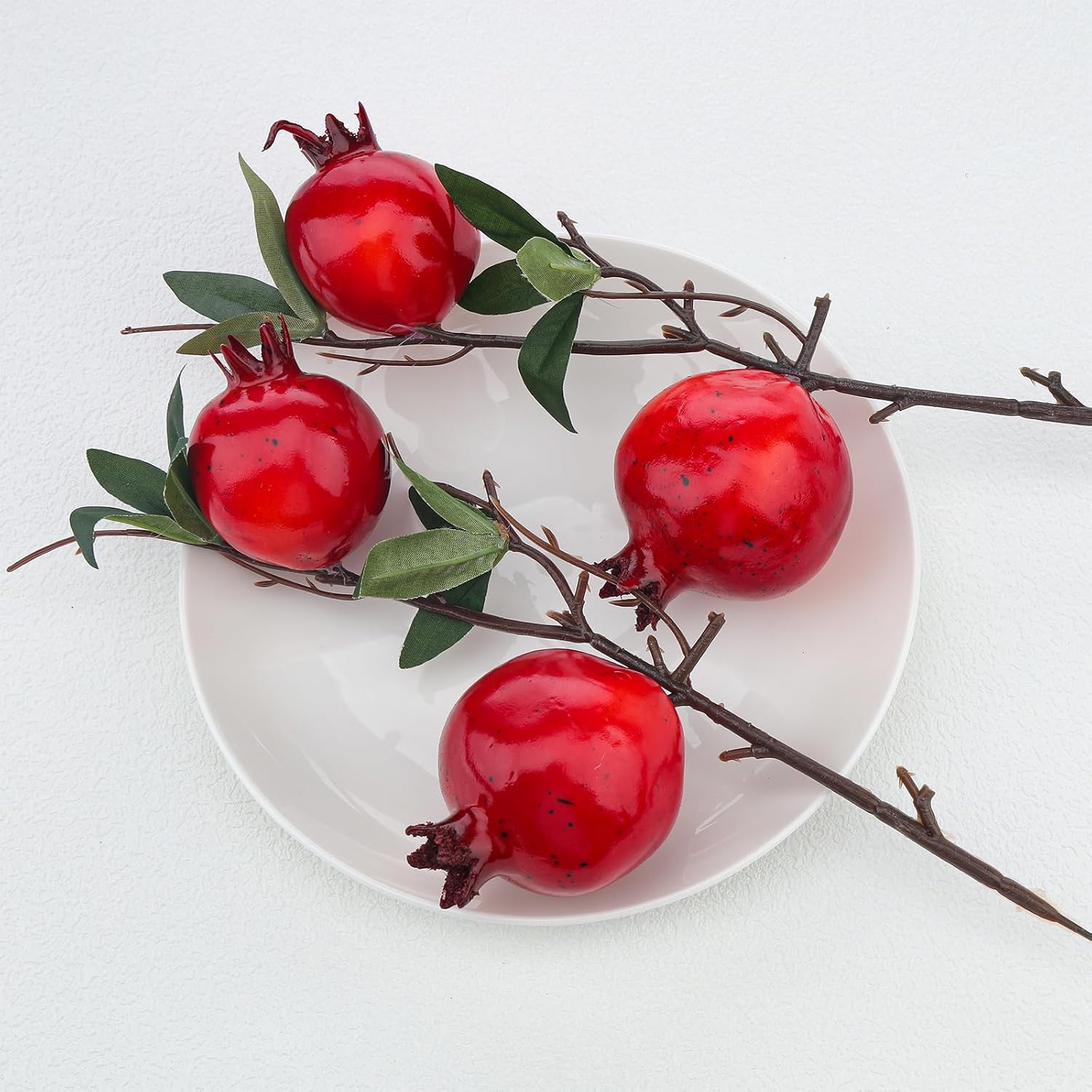 Quancru 3pcs Realistic Artificial Pomegranate Branches Decoration