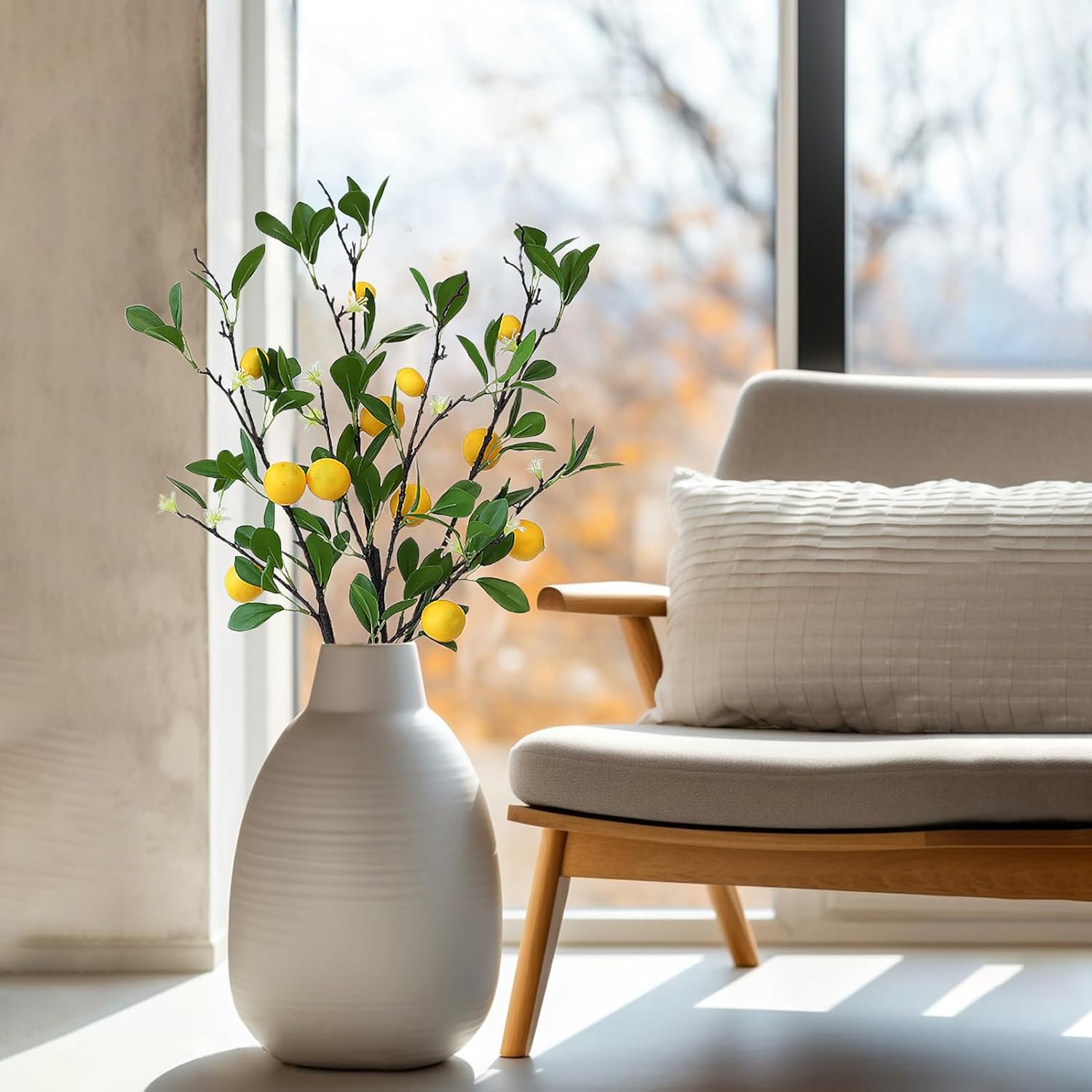 DULRLLY 4 Pcs Artificial Lemon Branches for Home Decor