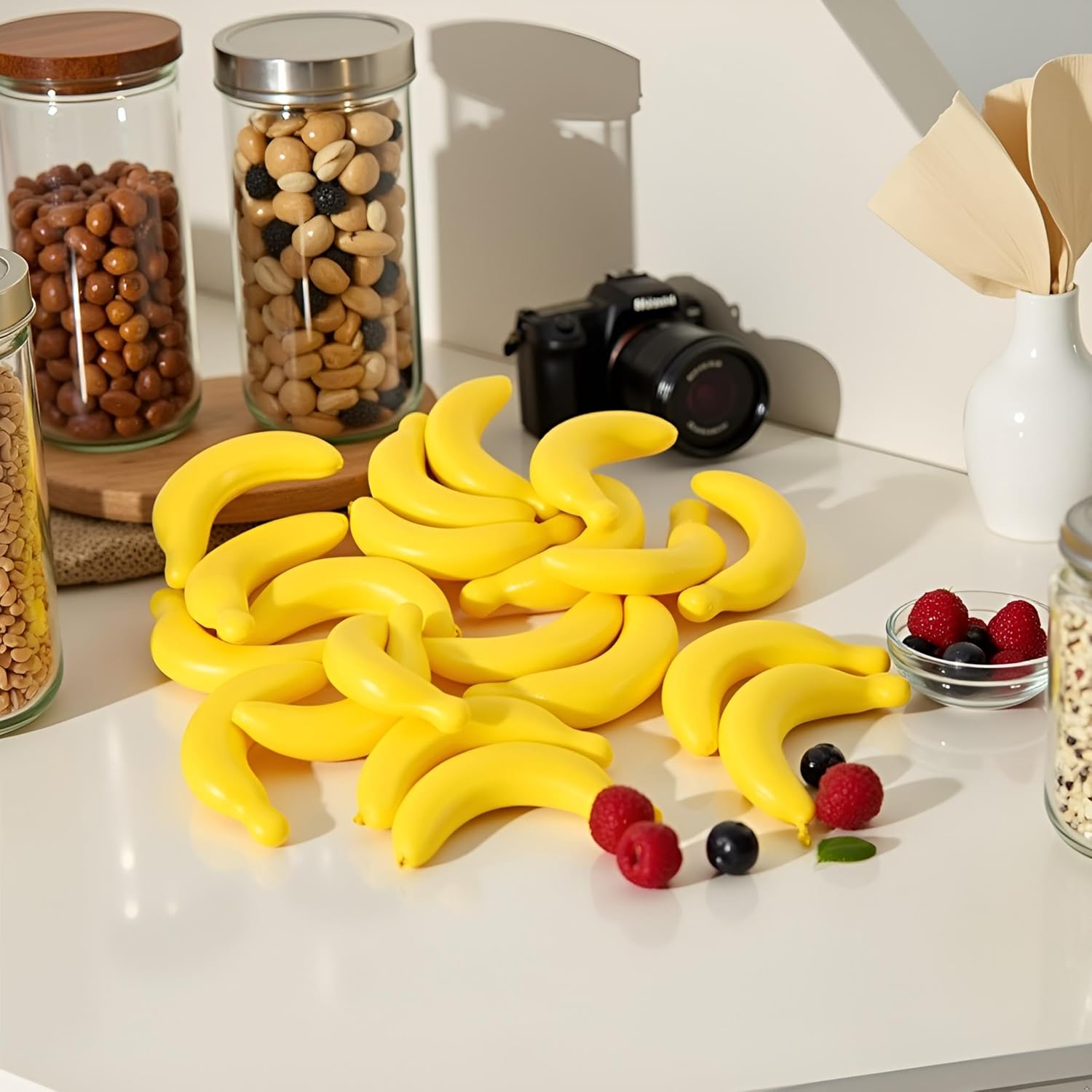 20 Pcs Yellow Mini Fake Banana Fruit Props