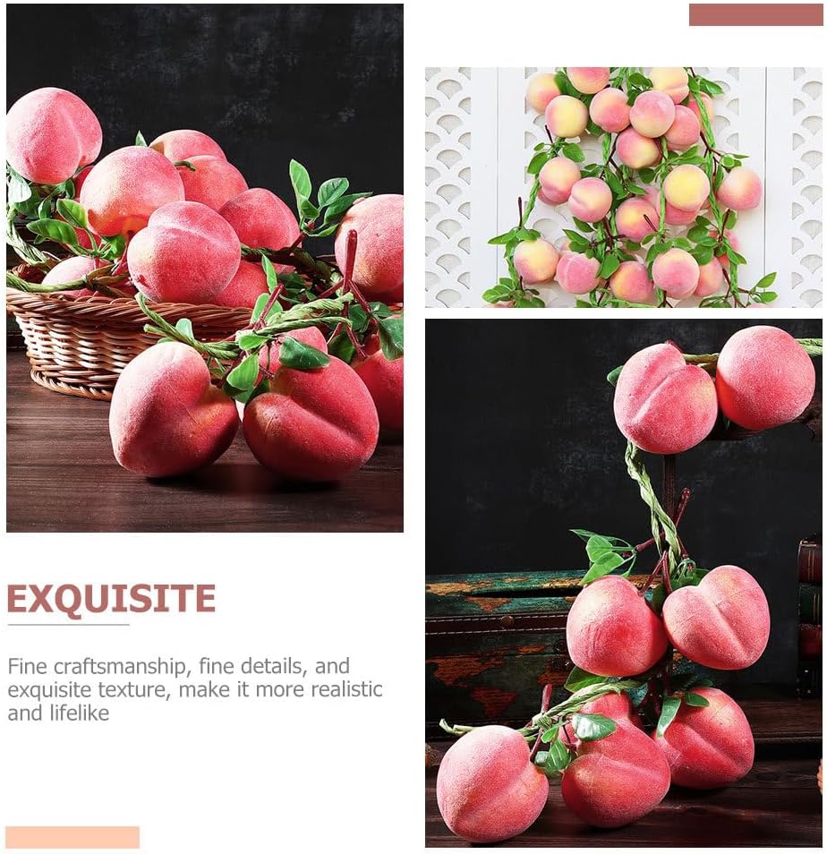 Operitacx 3pc Artificial Peach Clusters for Home Decor