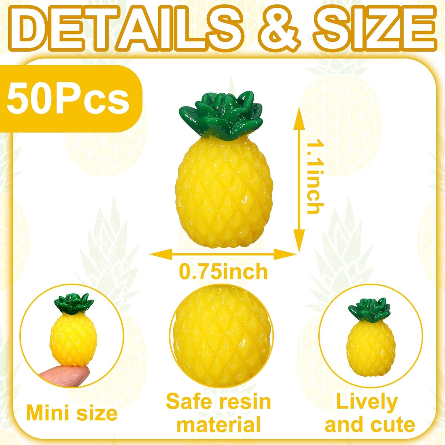 50 Pcs Mini Resin Pineapples Artificial Decorations