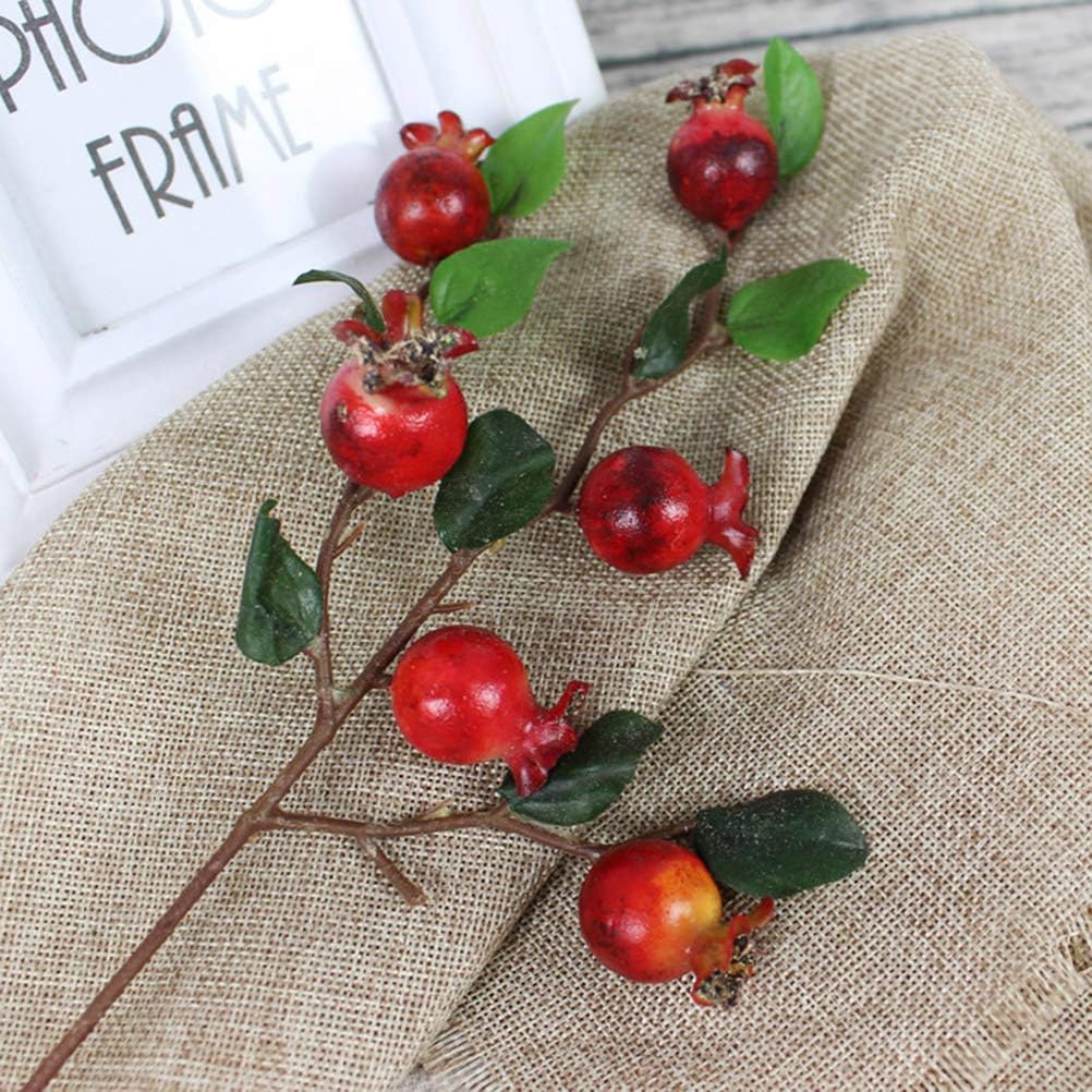 Group of 5 Artificial Rosehip Berries Pomegranate Branches