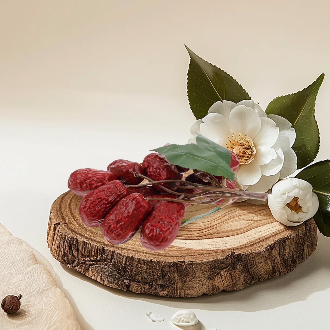 Realistic Red Dates Artificial Fruit Decorations