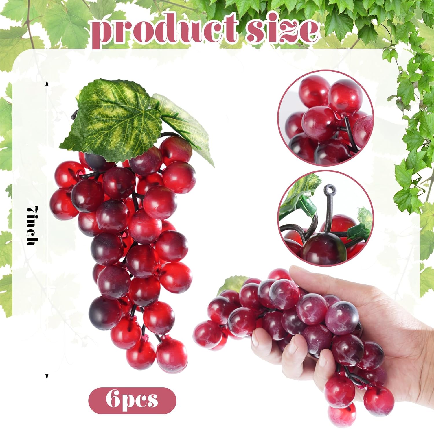 YimeBand 6 Bunches Artificial Grapes for Party Decor