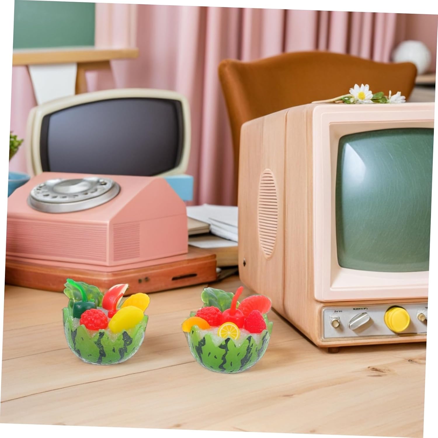 5pcs Lifelike Watermelon Bowls Artificial Fruit Decor