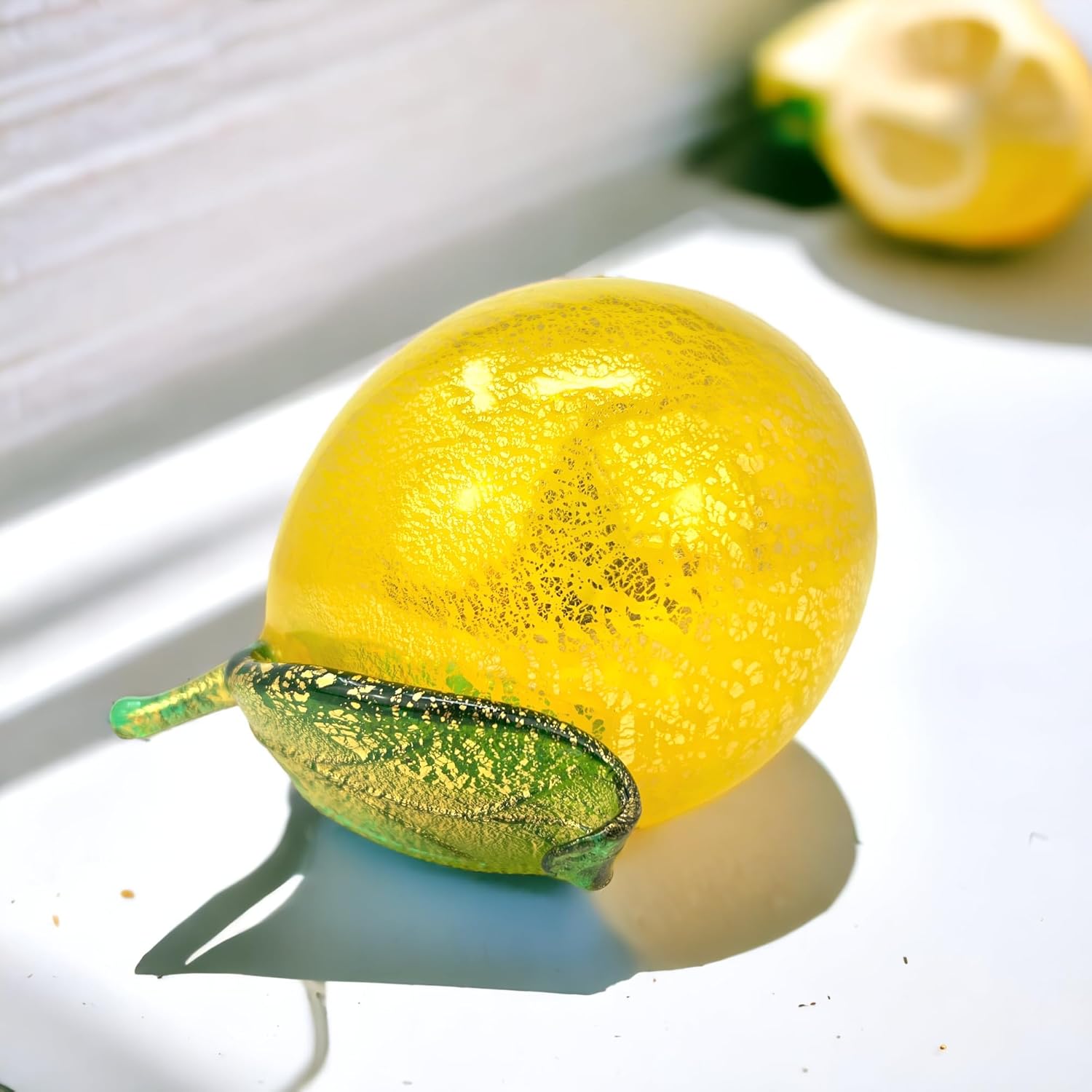 MY ITALIAN DCOR Murano Glass Lemon Figurine