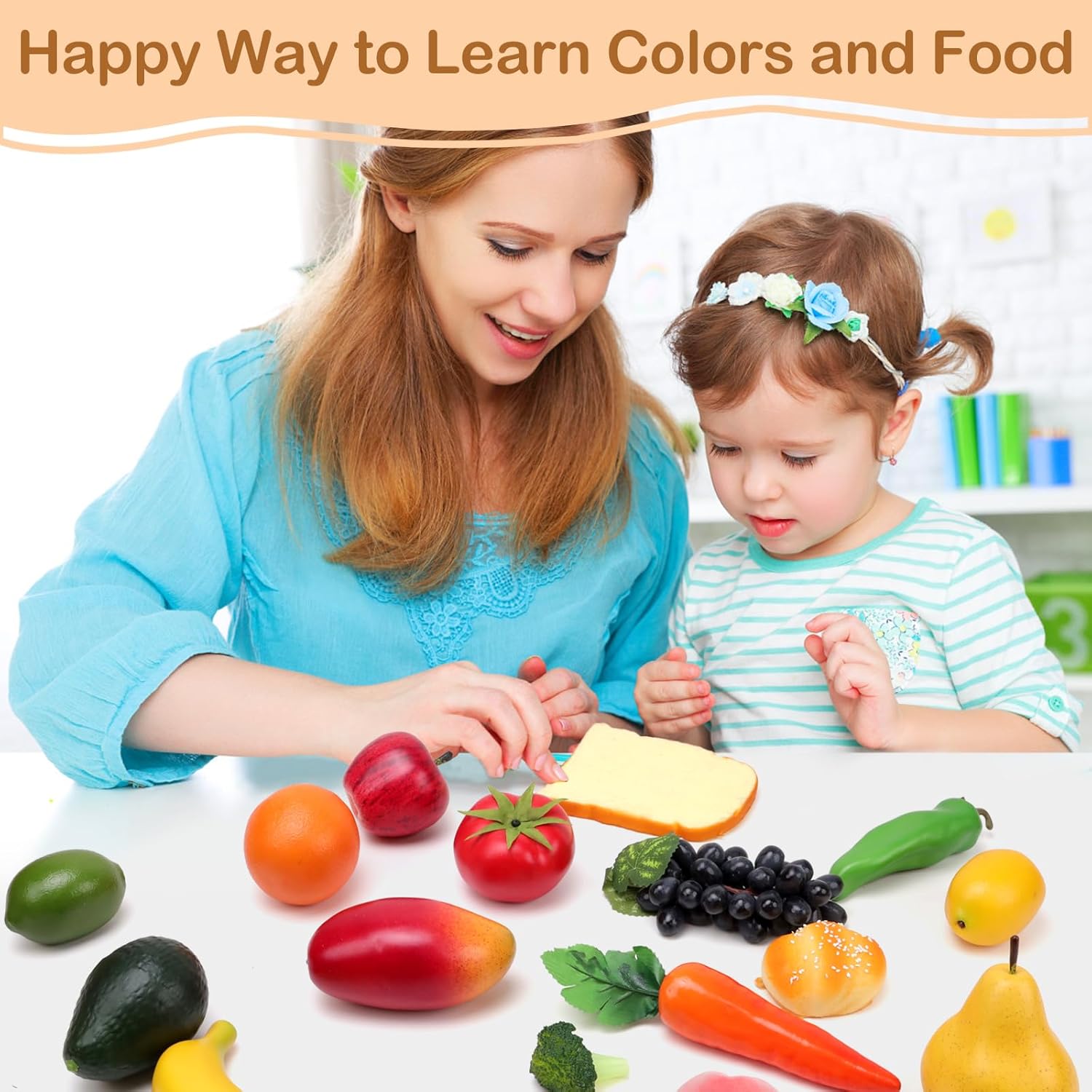 Gresorth 32pcs Play Food with Matching Cards Toy Set