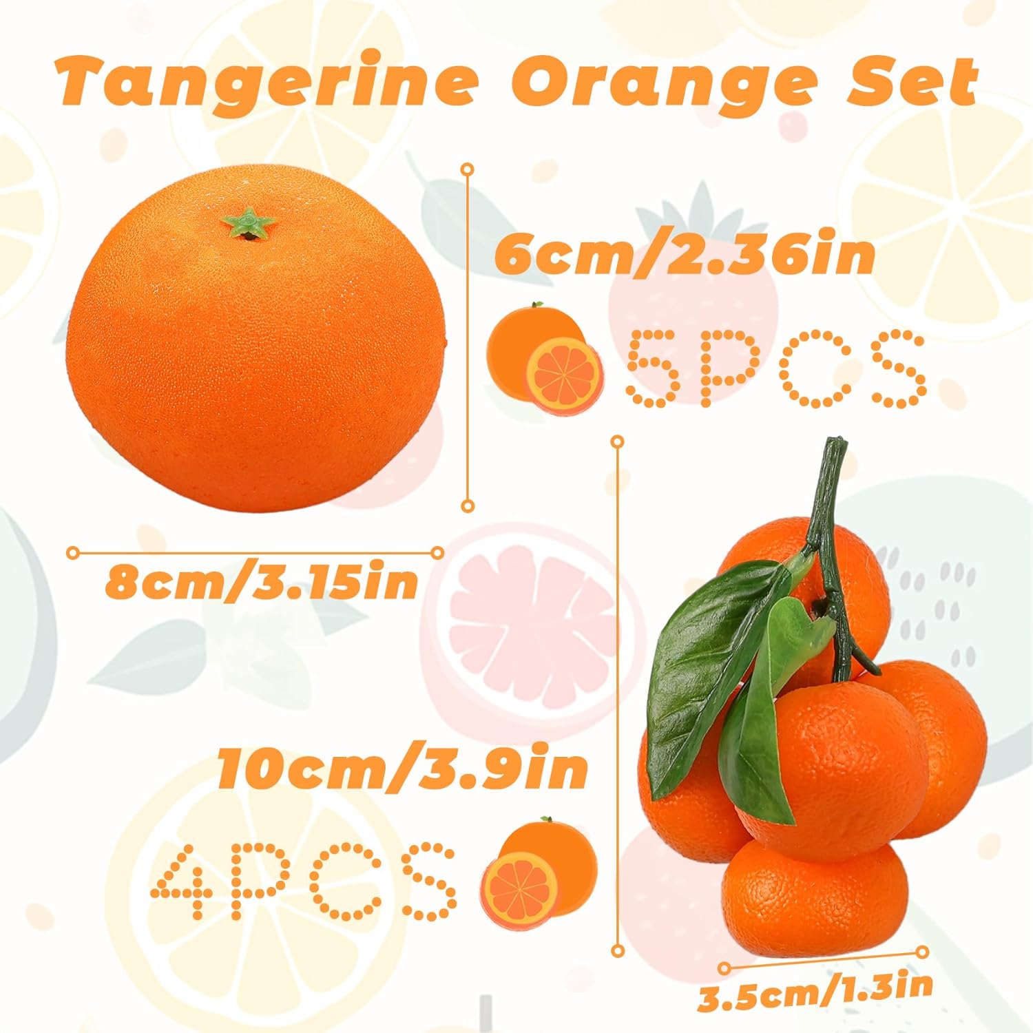 Lorigun Fake Oranges Artificial Fruit Decor Set