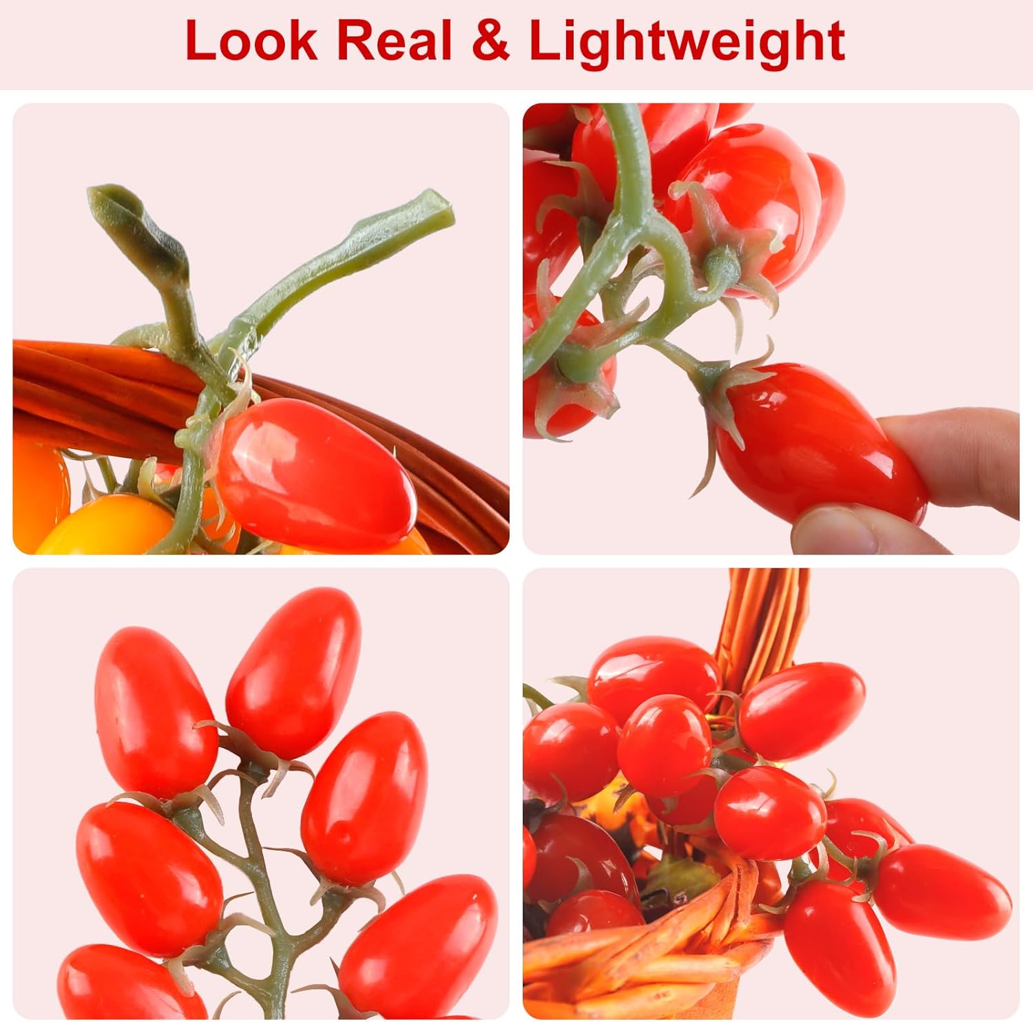 Realistic Artificial Tomato String 2 Pack Red and Yellow