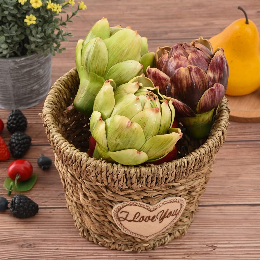 Luckforest Artificial Artichokes Decor Set of 3 Green Red