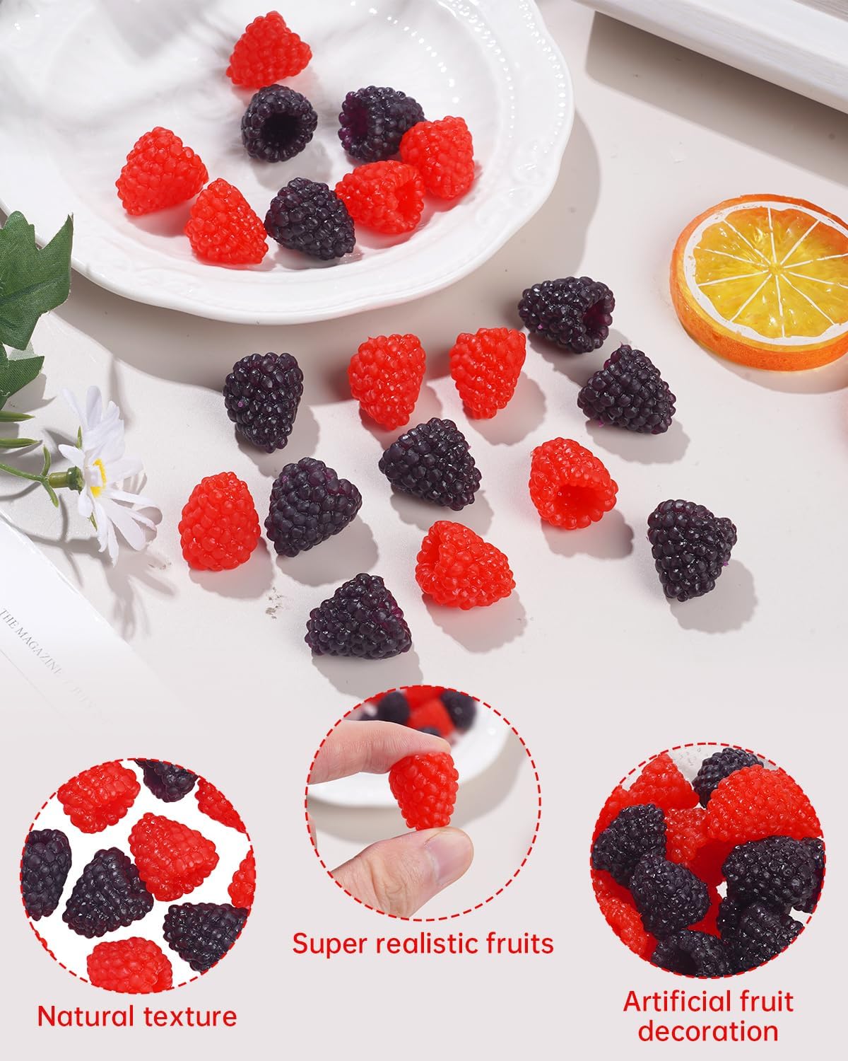 20 Pieces Artificial Raspberry for Decor and Photo Props