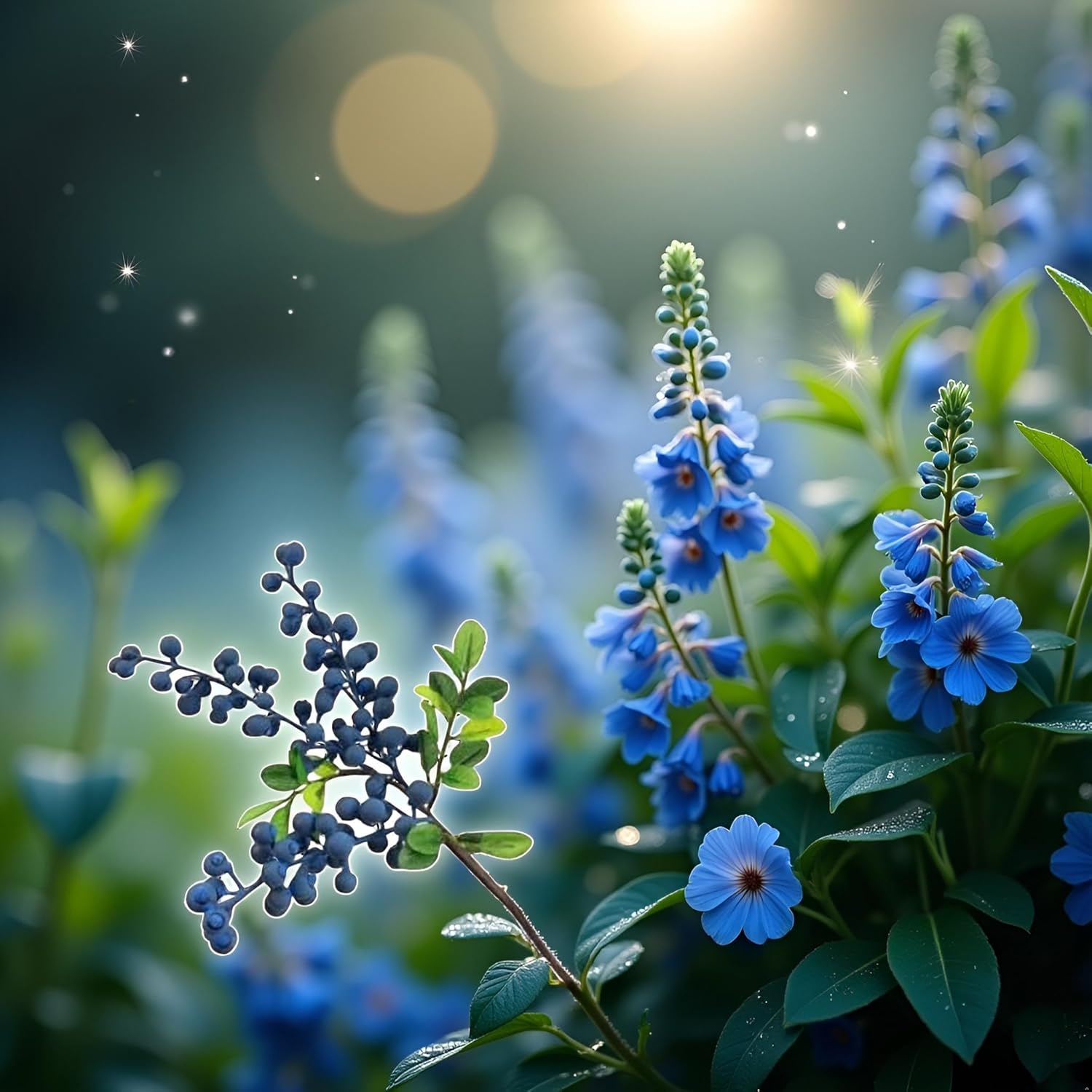 Realistic Artificial Blueberry Stem with Clusters