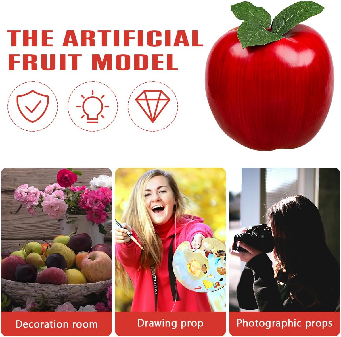 Folmywy Artificial Large Red Apple 74 Inch Decor