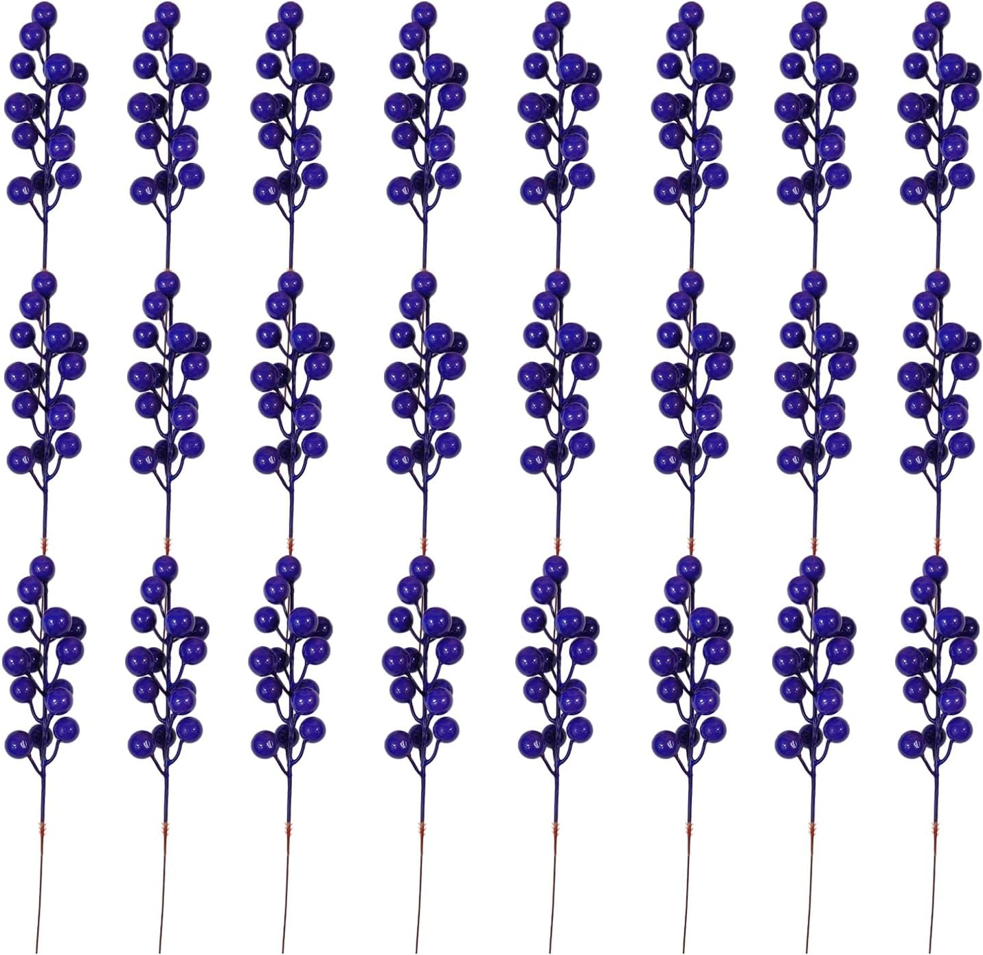 Artificial Purple Blue Berries Stems 24pcs Christmas Decor