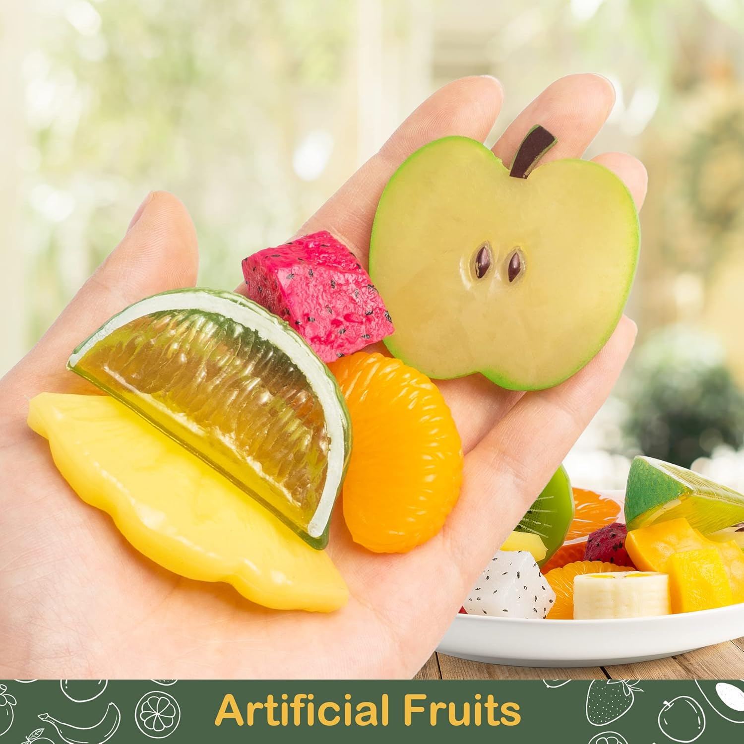 VIDELLY 16 Pieces Fake Fruit Slices Set