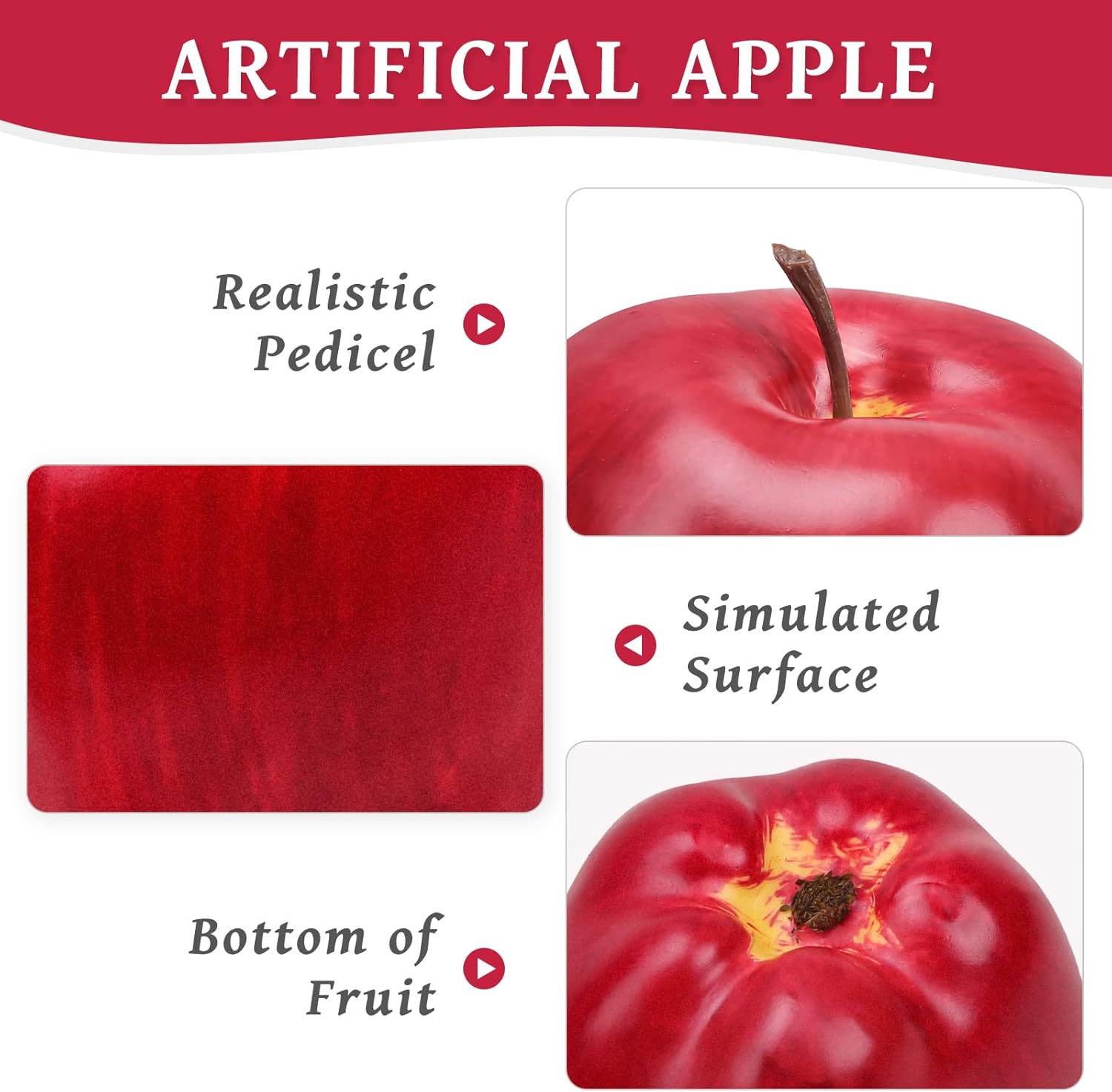 6pcs Artificial Apple Decor for Home Kitchen Office Christmas