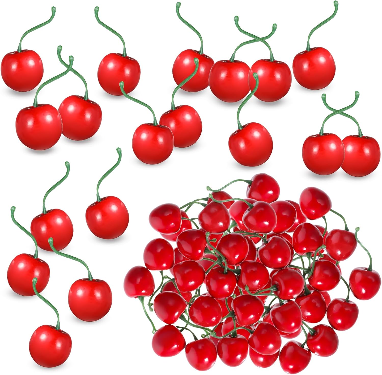 50Pcs Artificial Cherries Lifelike Decor Photography Props
