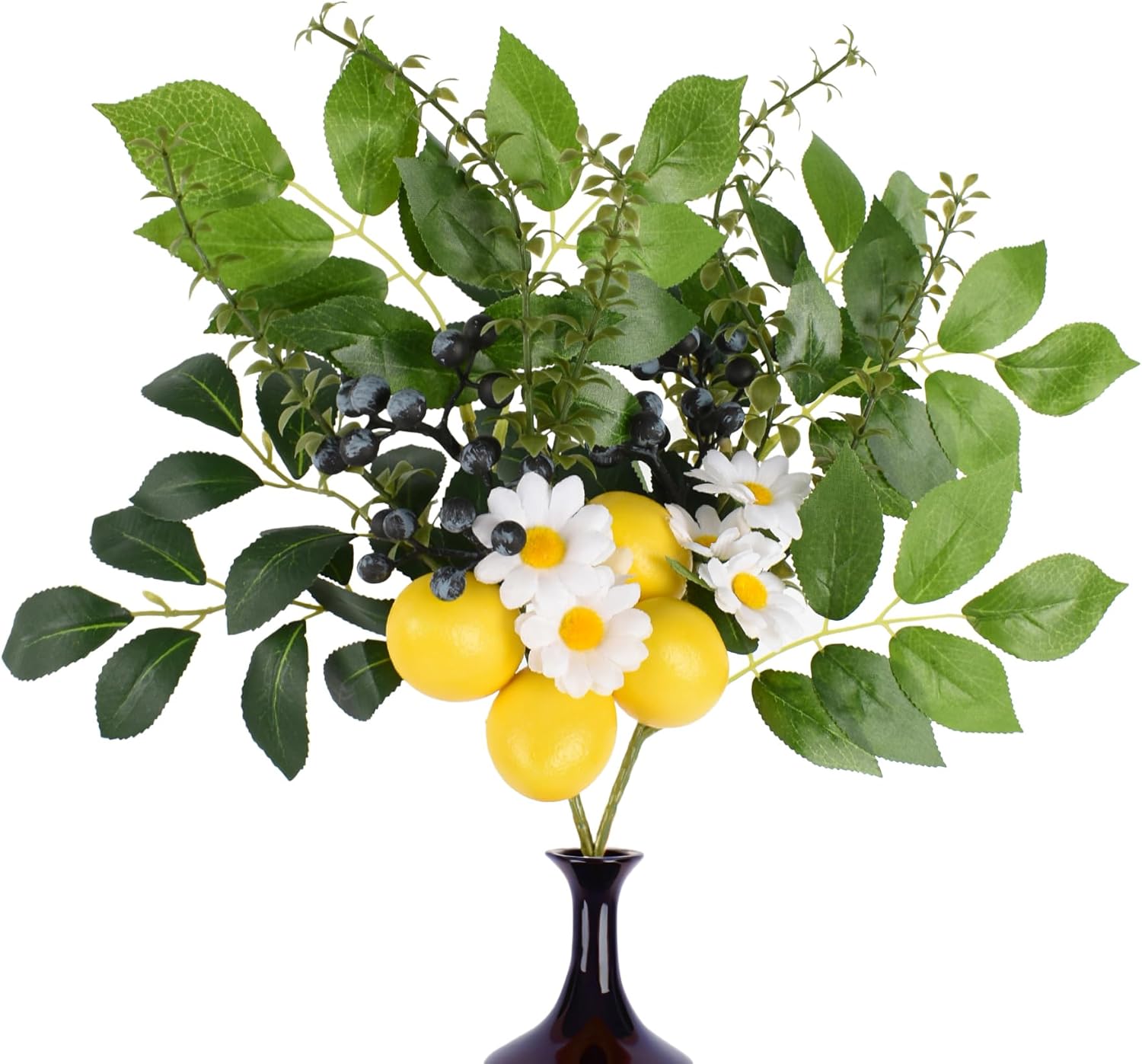 Artificial Lemon Blueberry Branches 2Pcs 145 Inch Fake Flowers for Centerpieces