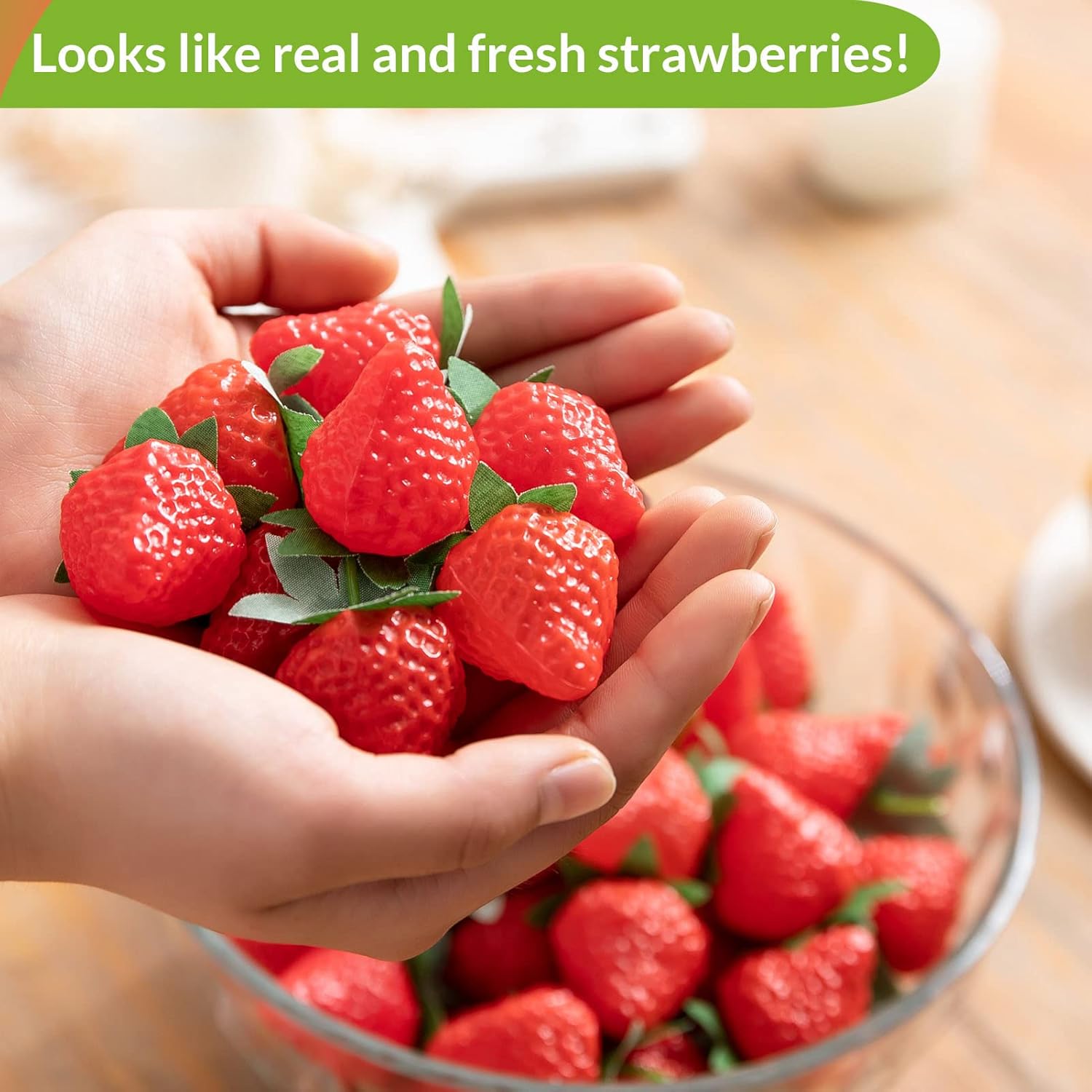 60 Pieces Realistic Fake Strawberries Decor