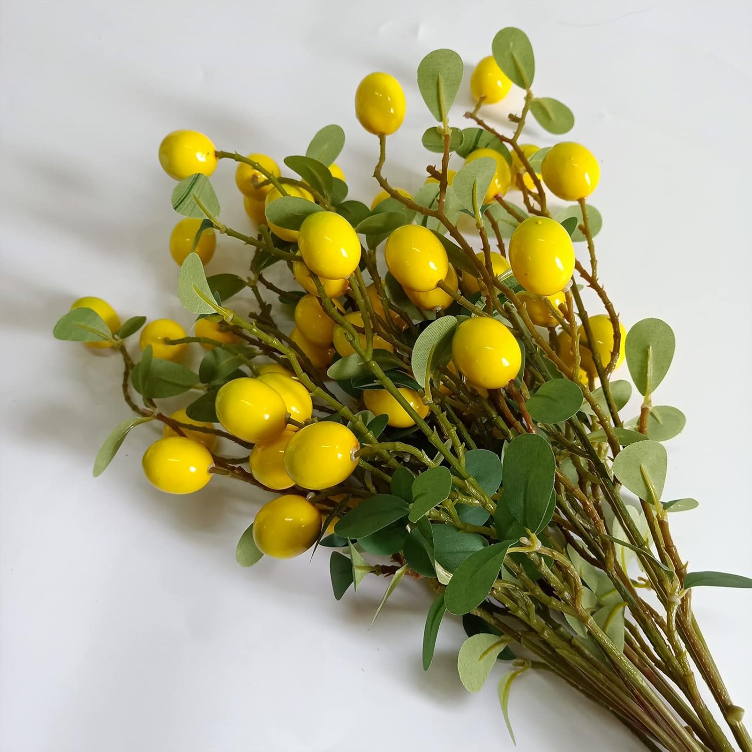 6Pack Artificial Lemon Branches Vivid Yellow Home Decor