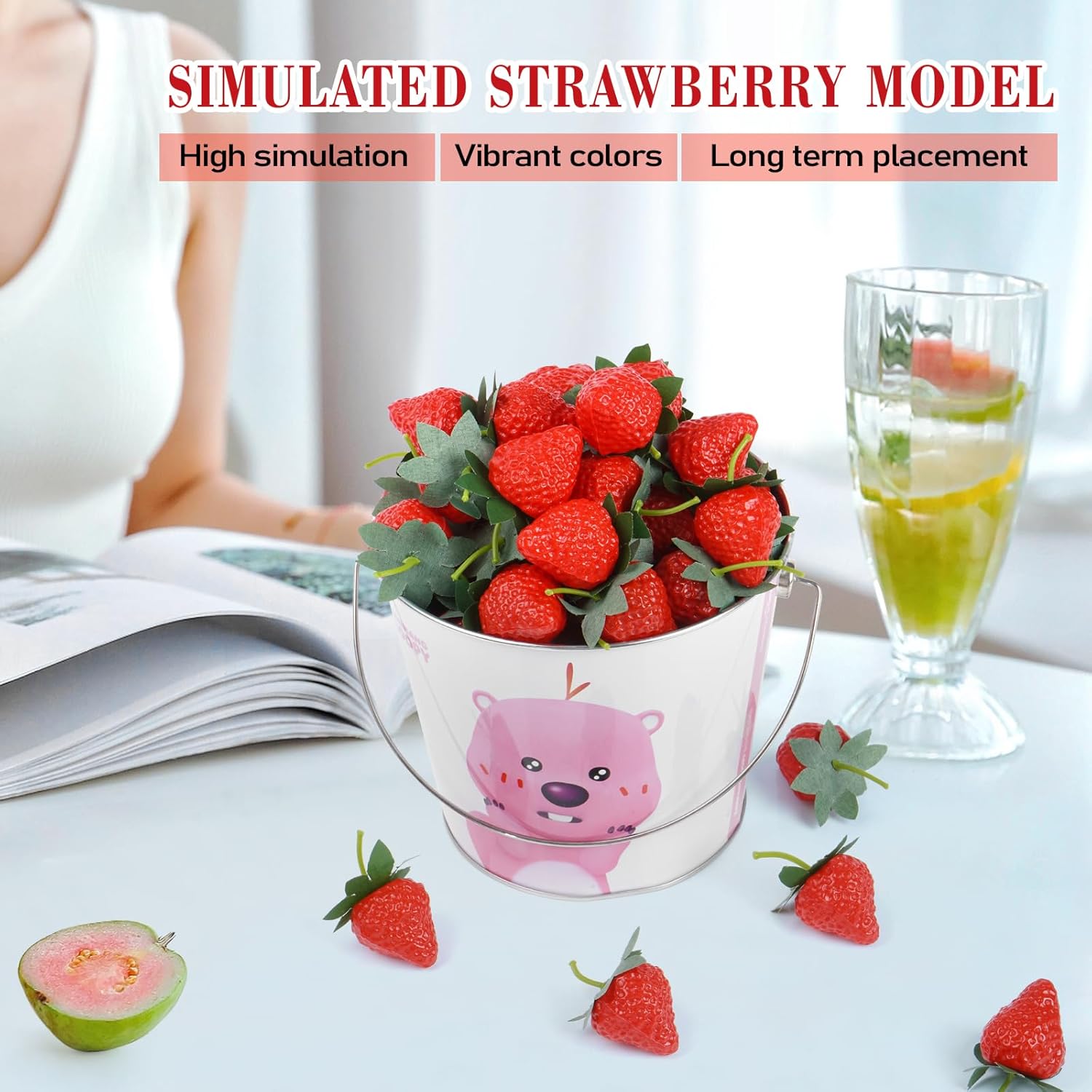 Notakia 80Pcs Fake Strawberries Artificial Fruit Decor