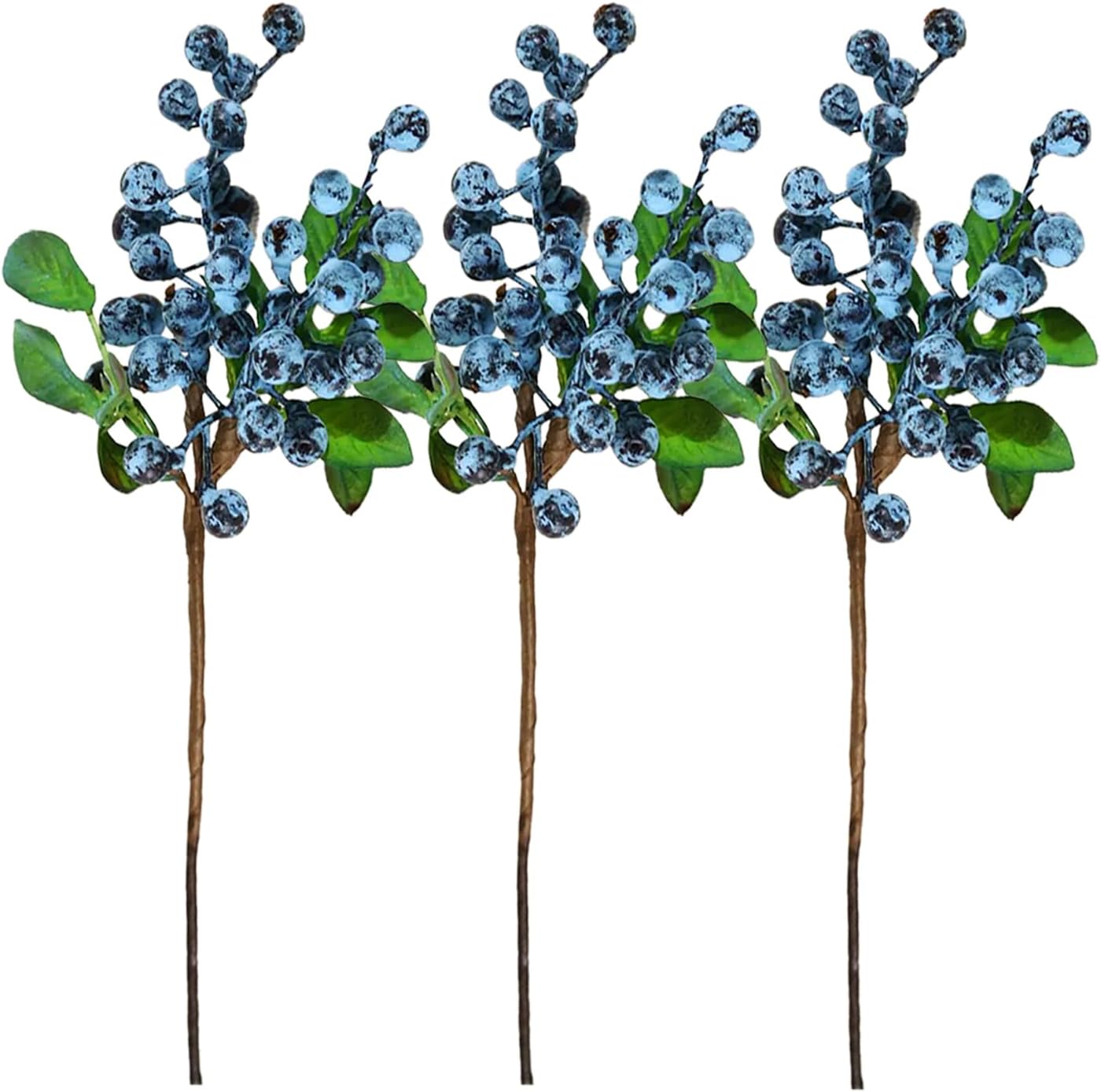 Artificial Blueberry Stems 3pcs for Decorations