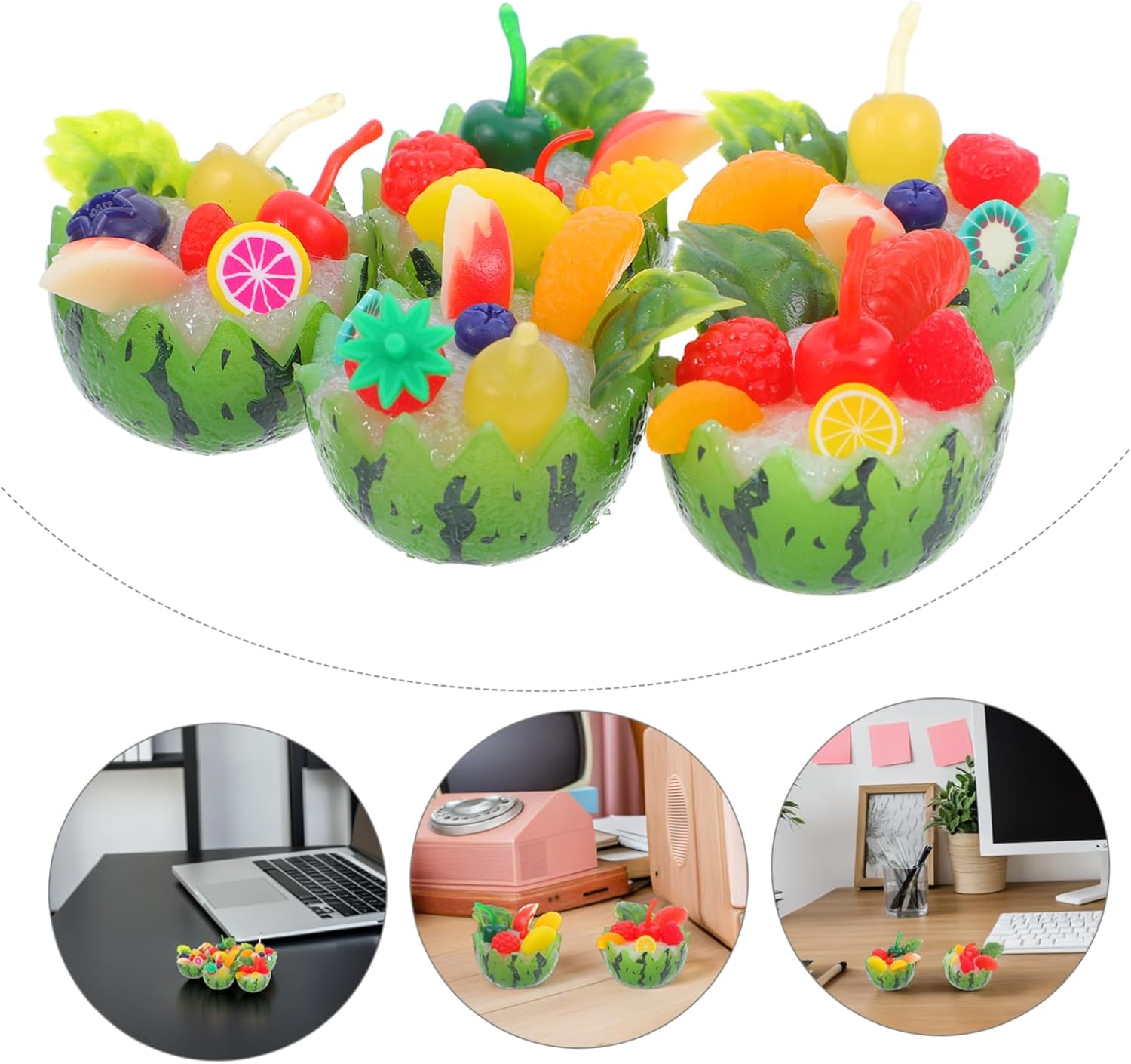 Garneck 5pcs Mini Realistic Watermelon Bowl Artificial Fruit