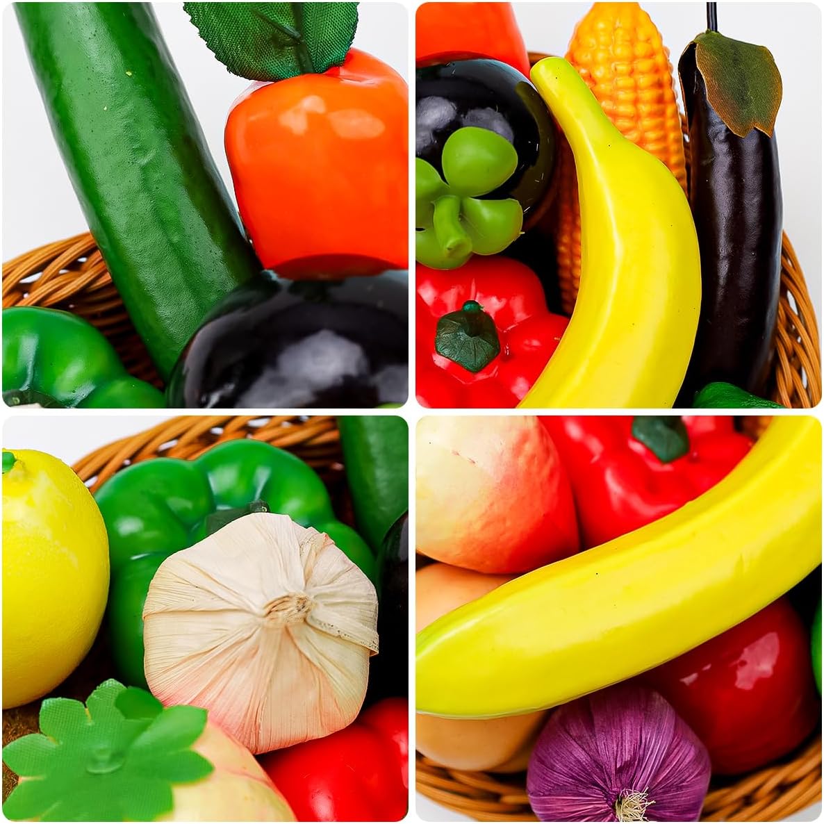 16 Pcs Realistic Plastic Fake Vegetables and Fruit Set