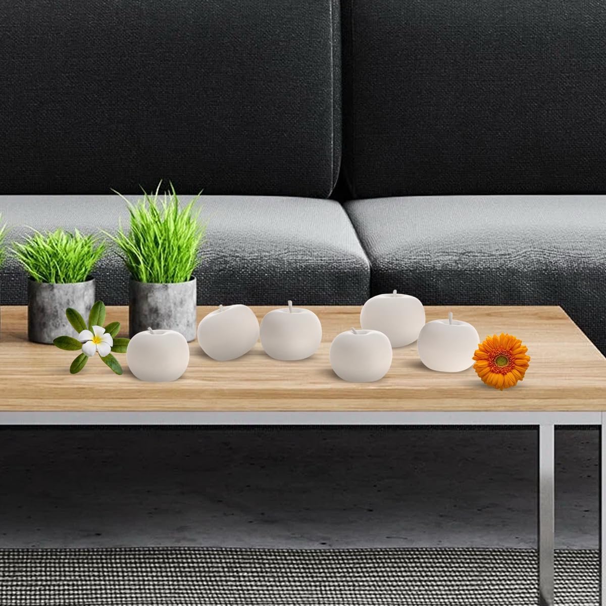 6PCS Artificial White Apple Decor for Home Kitchen Party