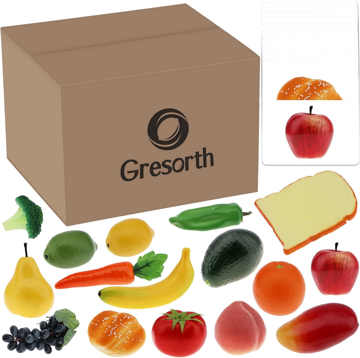 Gresorth 32pcs Play Food with Matching Cards Toy Set