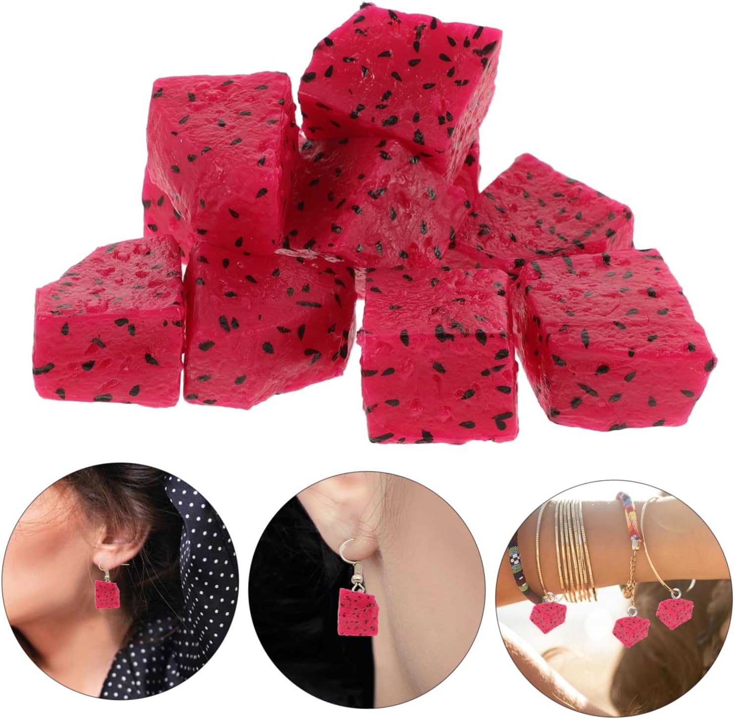 10Pcs Realistic Artificial Dragon Fruit Kiwi Blocks Set